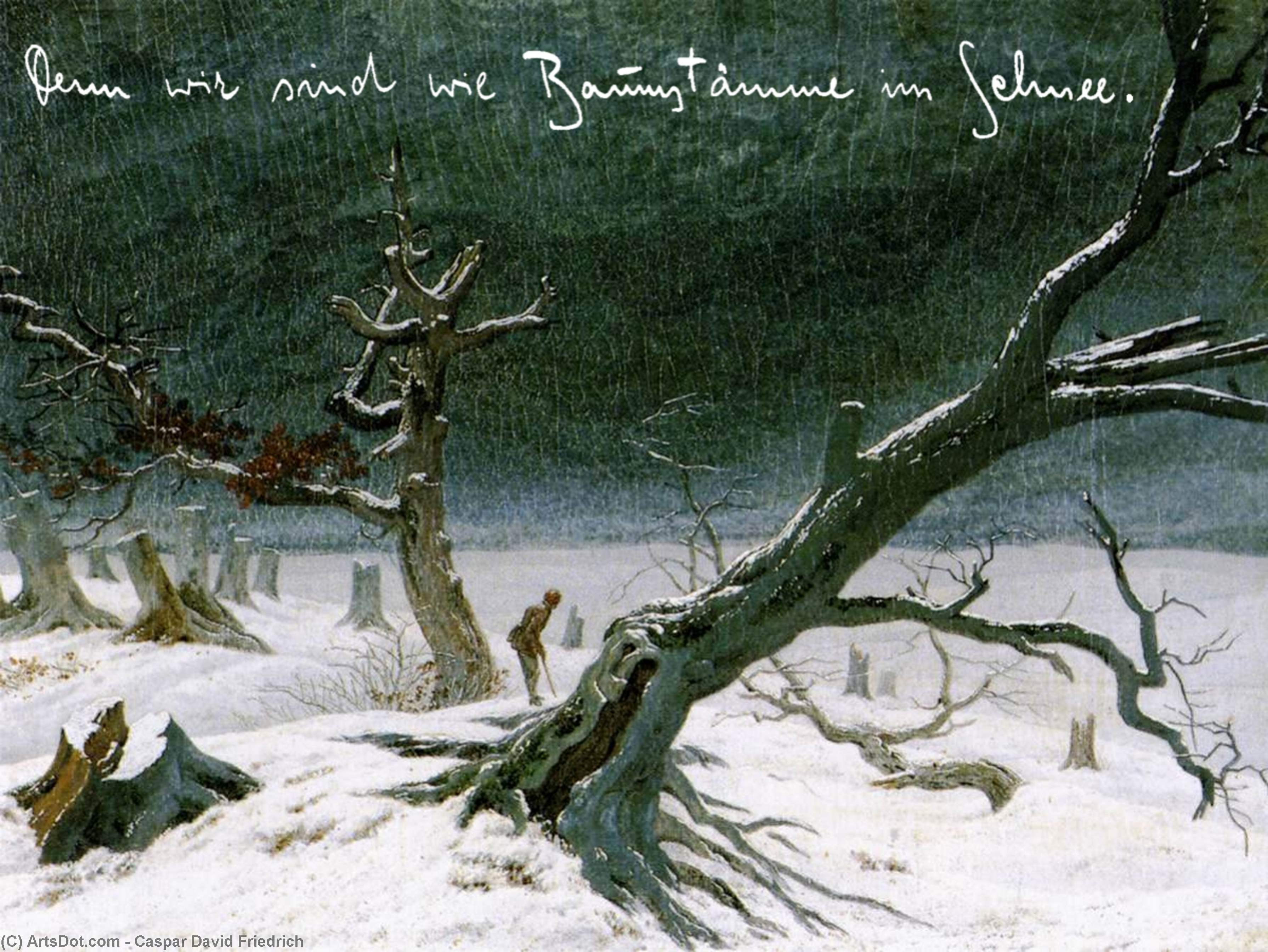Wikioo.org - Bách khoa toàn thư về mỹ thuật - Vẽ tranh, Tác phẩm nghệ thuật Caspar David Friedrich - Winter Landscape