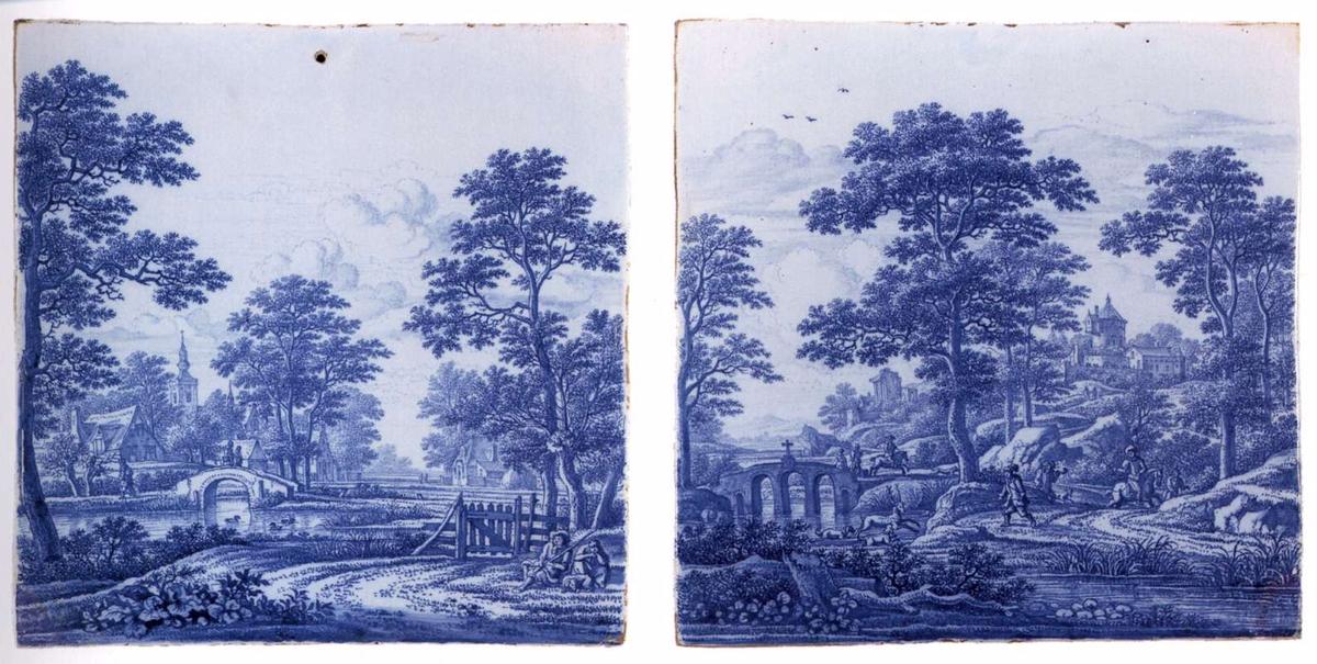 Wikioo.org - The Encyclopedia of Fine Arts - Painting, Artwork by Frederik Van Frytom - Two plaques with a landscape