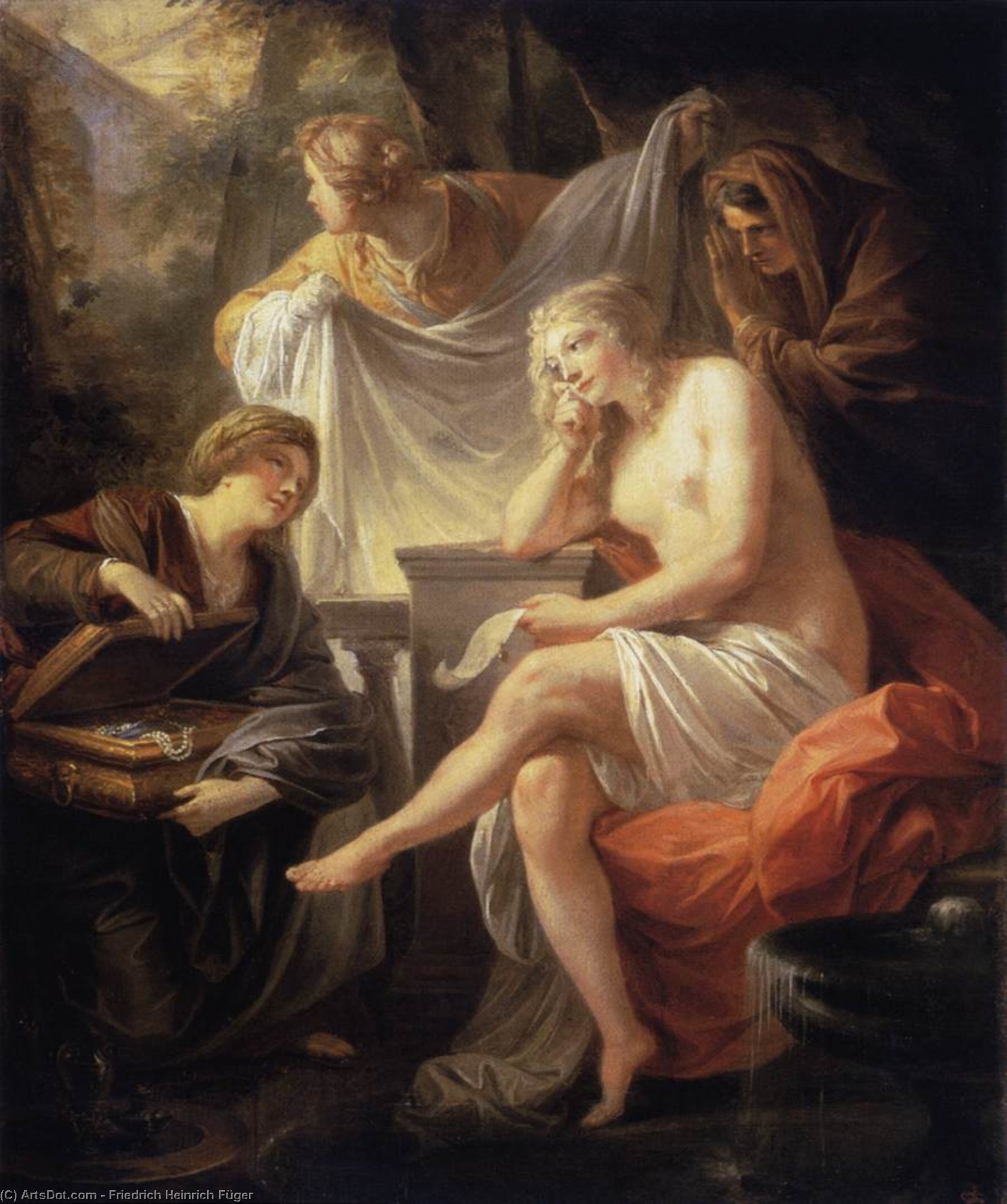 Wikioo.org - สารานุกรมวิจิตรศิลป์ - จิตรกรรม Friedrich Heinrich Füger - Bathsheba at the Bath