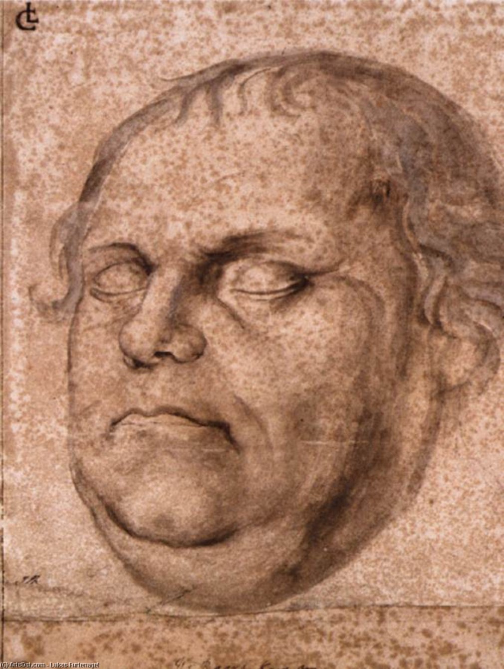 WikiOO.org - Encyclopedia of Fine Arts - Lukisan, Artwork Lukas Furtenagel - Portrait Sketch of the Dead Martin Luther