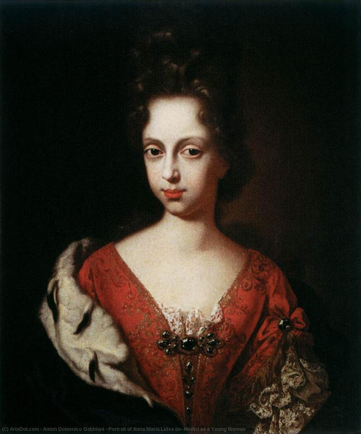 Wikioo.org - The Encyclopedia of Fine Arts - Painting, Artwork by Anton Domenico Gabbiani - Portrait of Anna Maria Luisa de' Medici as a Young Woman