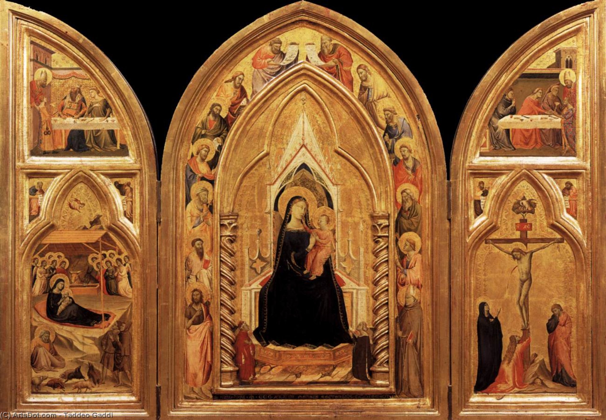 Wikioo.org - The Encyclopedia of Fine Arts - Painting, Artwork by Taddeo Gaddi - Triptych (interior)