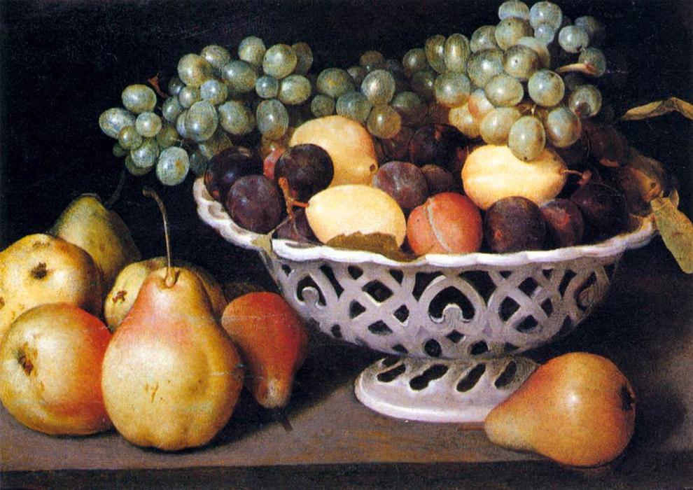 Wikioo.org - The Encyclopedia of Fine Arts - Painting, Artwork by Fede Galizia - Maiolica Basket of Fruit