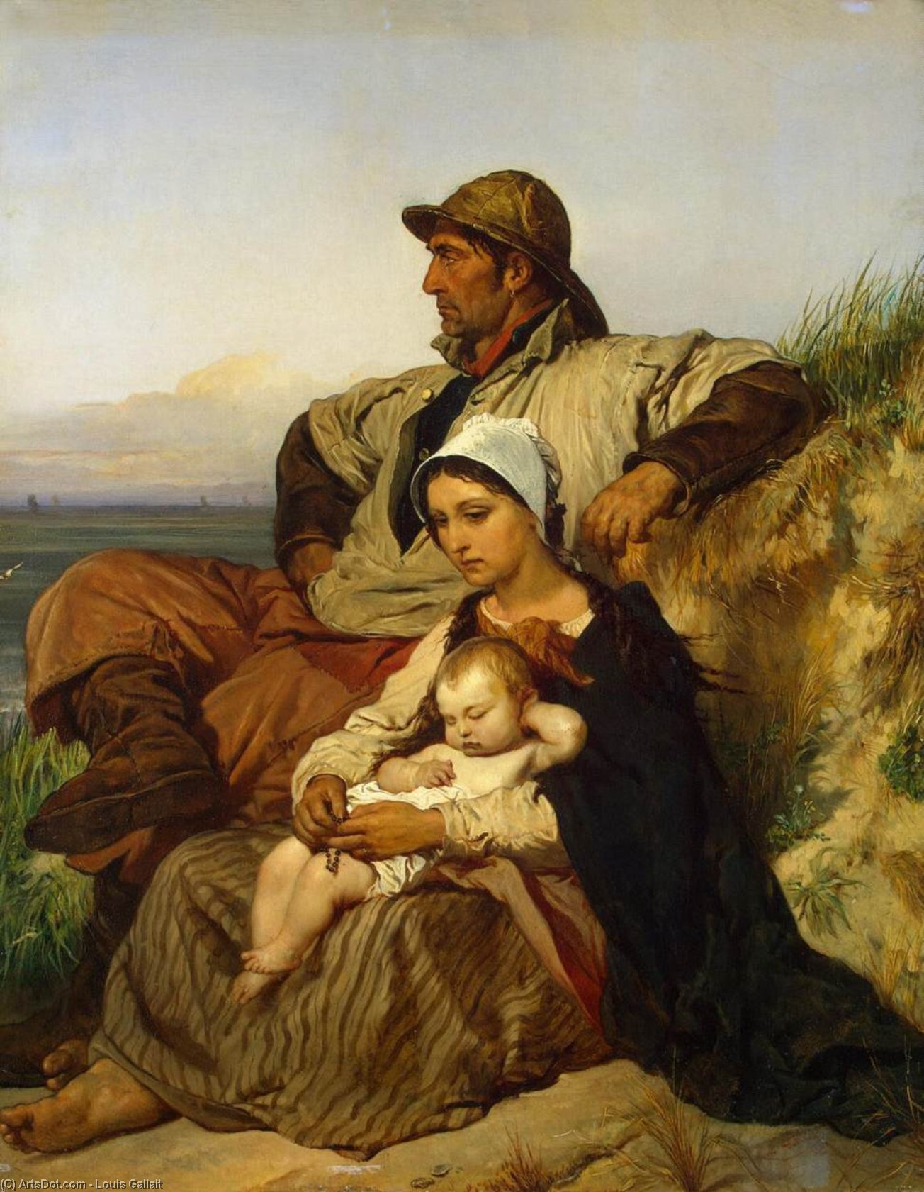 Wikioo.org - The Encyclopedia of Fine Arts - Painting, Artwork by Louis Gallait - Fisherman's Family