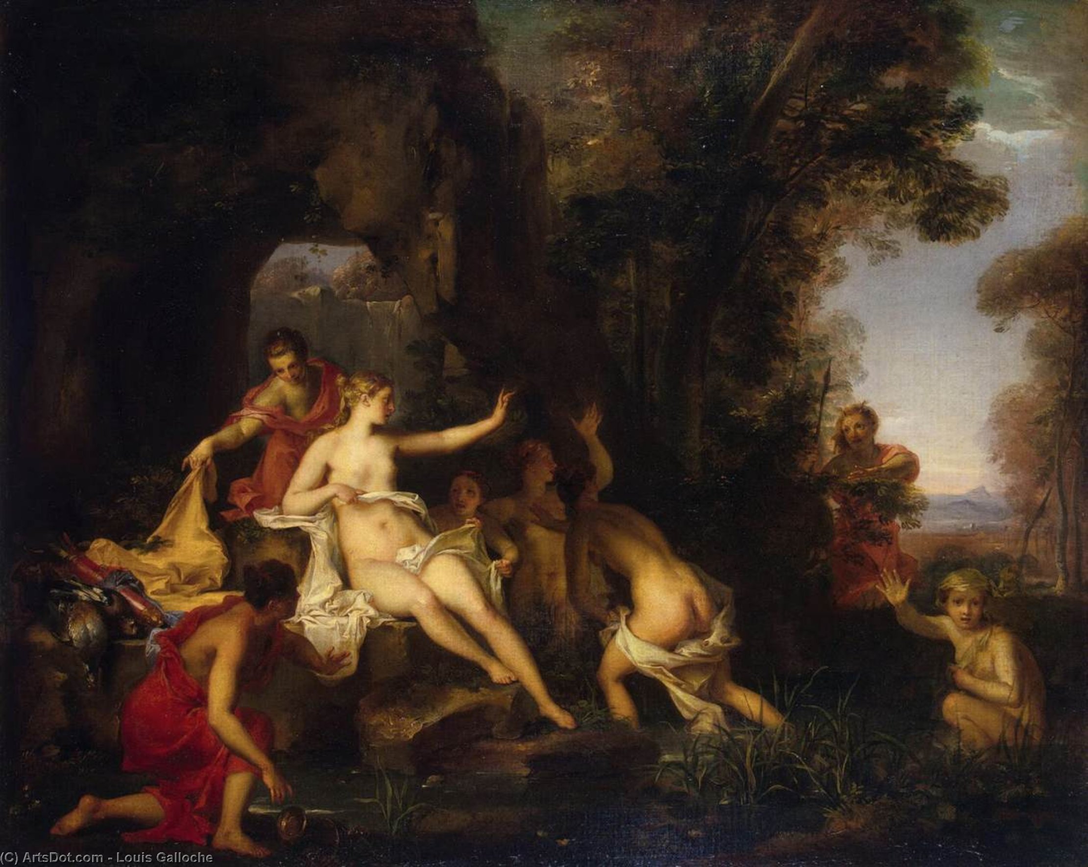 Wikioo.org - The Encyclopedia of Fine Arts - Painting, Artwork by Louis Galloche - Diana and Actaeon