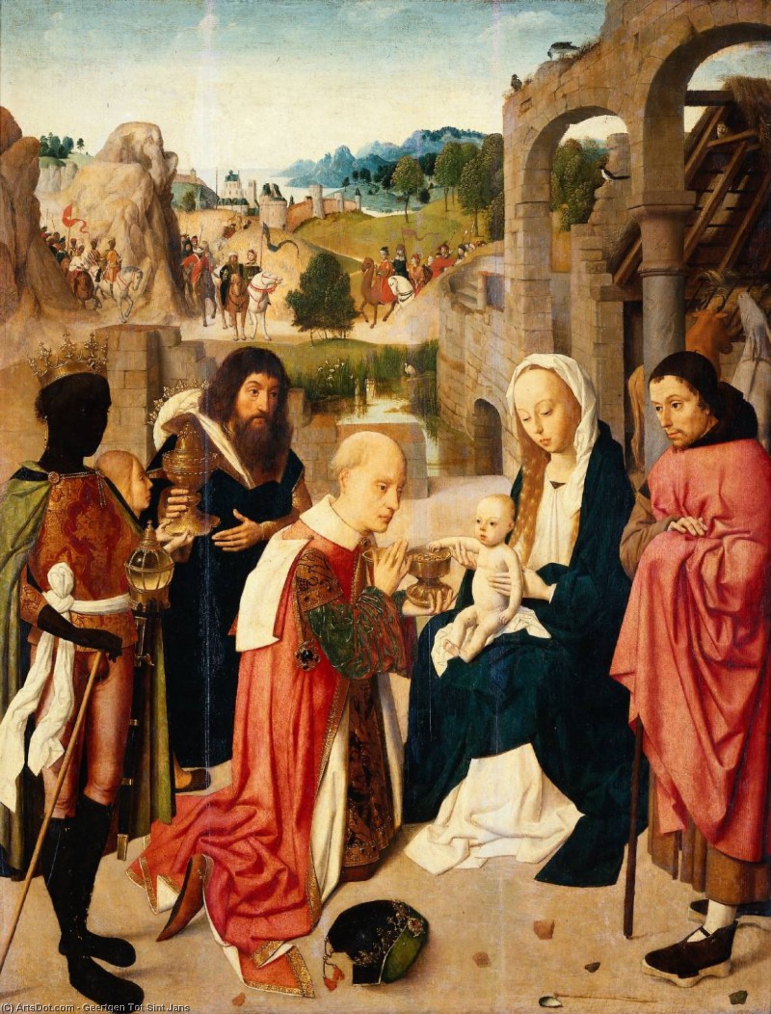 WikiOO.org - 백과 사전 - 회화, 삽화 Geertgen Tot Sint Jans - Adoration of the Kings