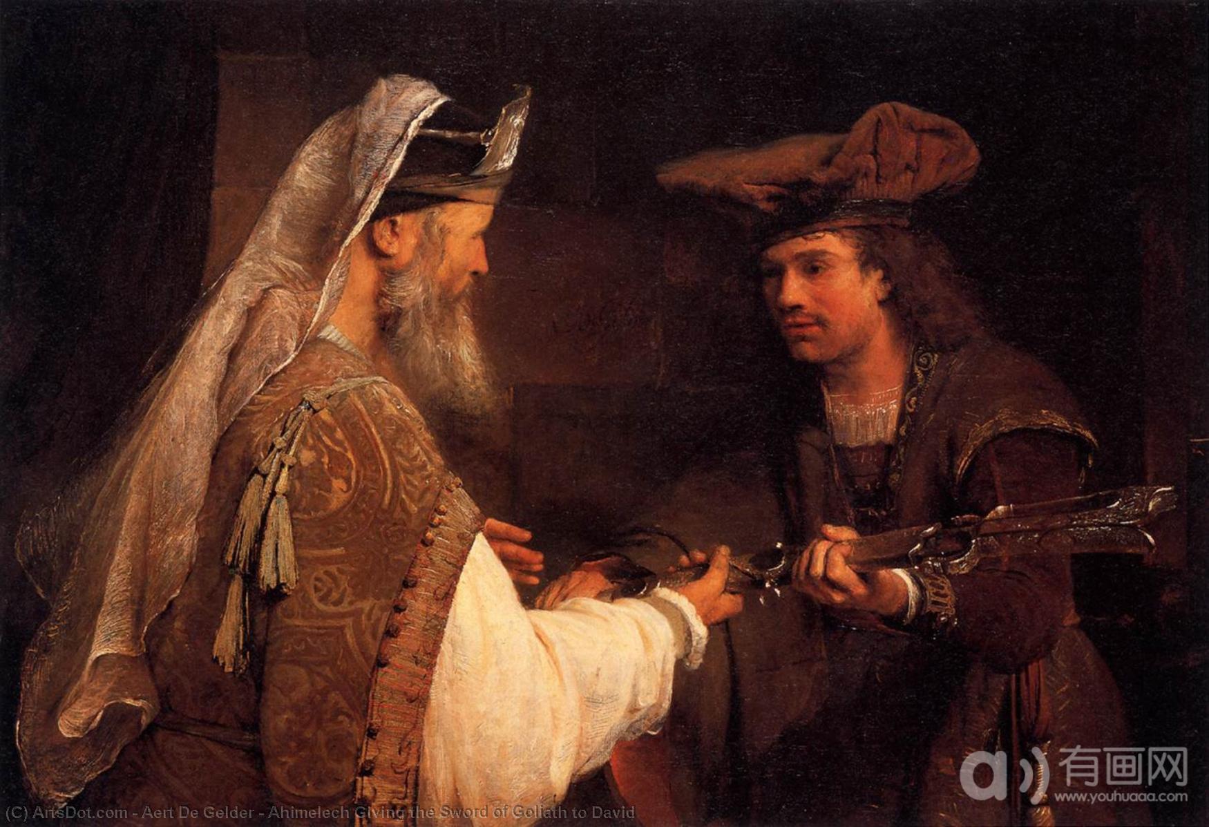 Wikioo.org - Bách khoa toàn thư về mỹ thuật - Vẽ tranh, Tác phẩm nghệ thuật Aert De Gelder - Ahimelech Giving the Sword of Goliath to David