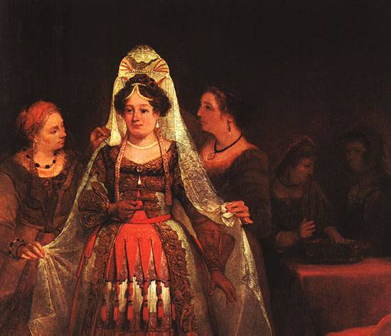 Wikioo.org - The Encyclopedia of Fine Arts - Painting, Artwork by Aert De Gelder - The Jewish Bride (Esther Bedecked)