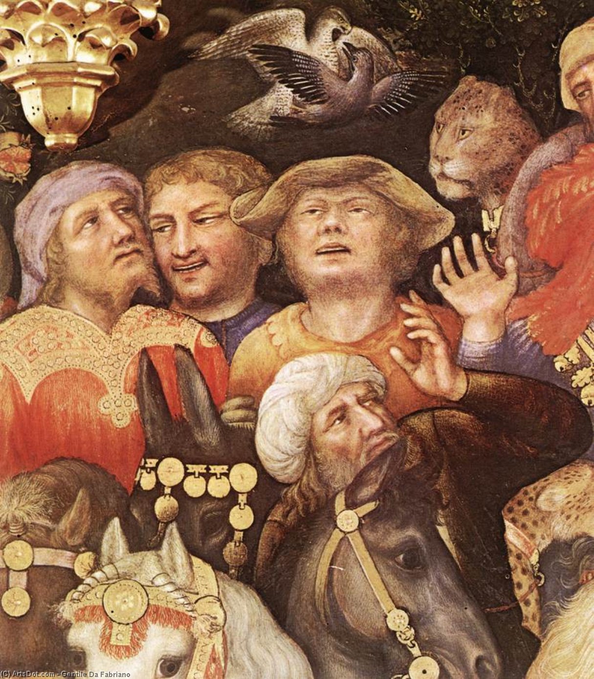 WikiOO.org - אנציקלופדיה לאמנויות יפות - ציור, יצירות אמנות Gentile Da Fabriano - Adoration of the Magi (detail)