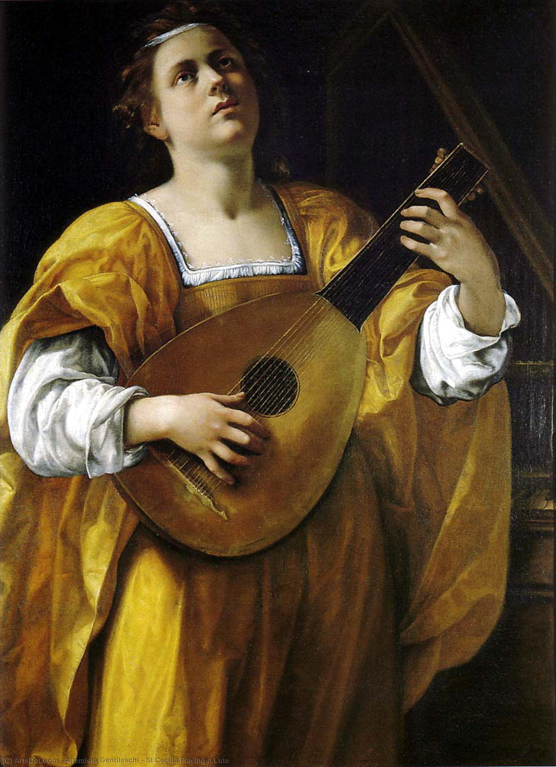 Wikioo.org - The Encyclopedia of Fine Arts - Painting, Artwork by Artemisia Gentileschi - St Cecilia Playing a Lute