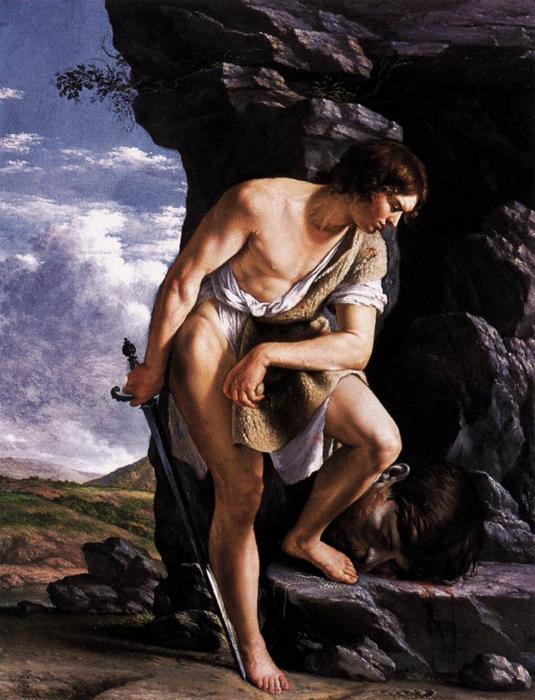 Wikioo.org - สารานุกรมวิจิตรศิลป์ - จิตรกรรม Orazio Gentileschi - David Contemplating the Head of Goliath