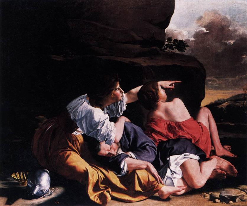 Wikioo.org - The Encyclopedia of Fine Arts - Painting, Artwork by Orazio Gentileschi - Lot and His Daughters