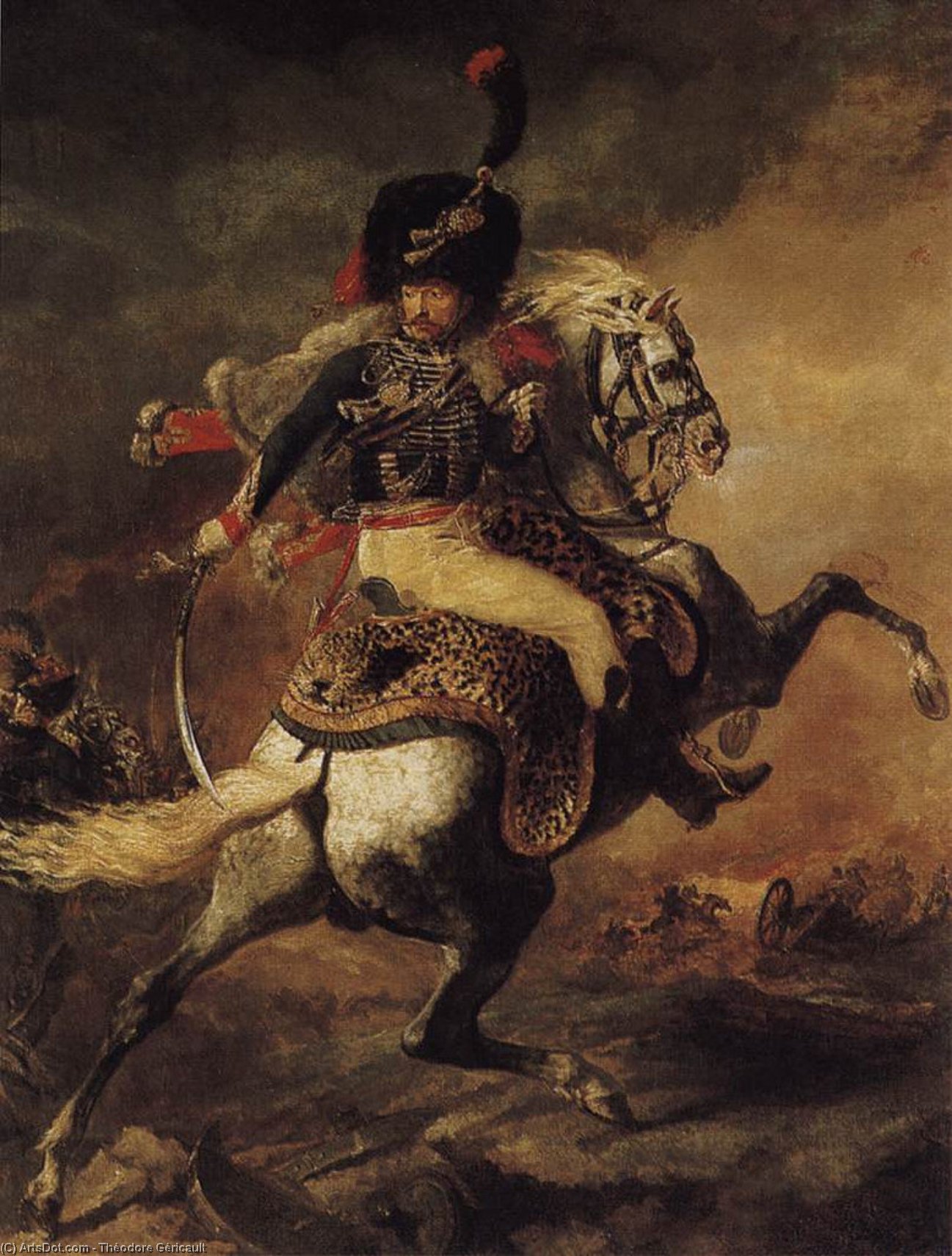 Wikioo.org - The Encyclopedia of Fine Arts - Painting, Artwork by Jean-Louis André Théodore Géricault - An Officer of the Chasseurs Commanding a Charge