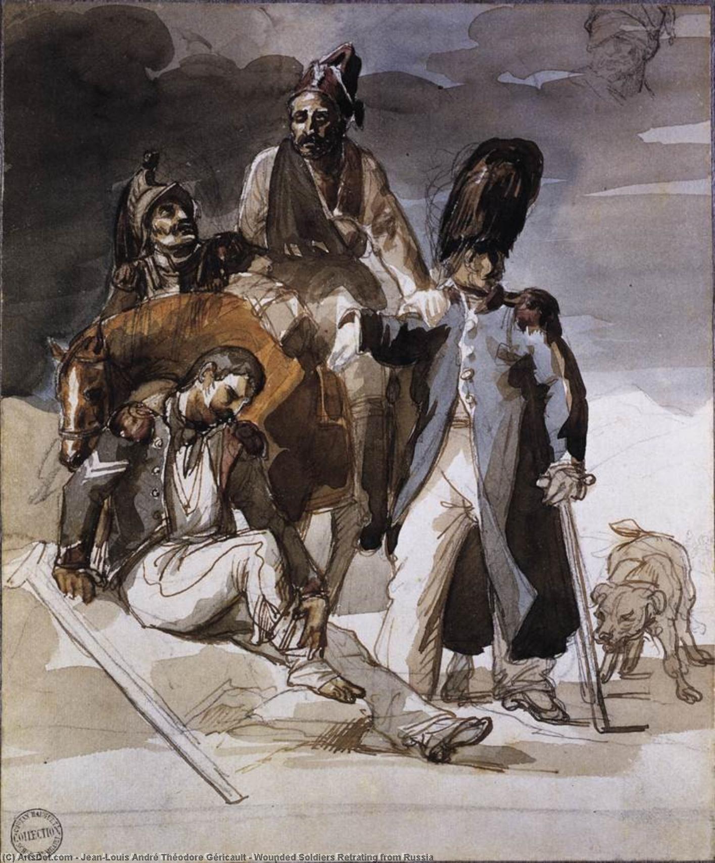 Wikioo.org - The Encyclopedia of Fine Arts - Painting, Artwork by Jean-Louis André Théodore Géricault - Wounded Soldiers Retrating from Russia