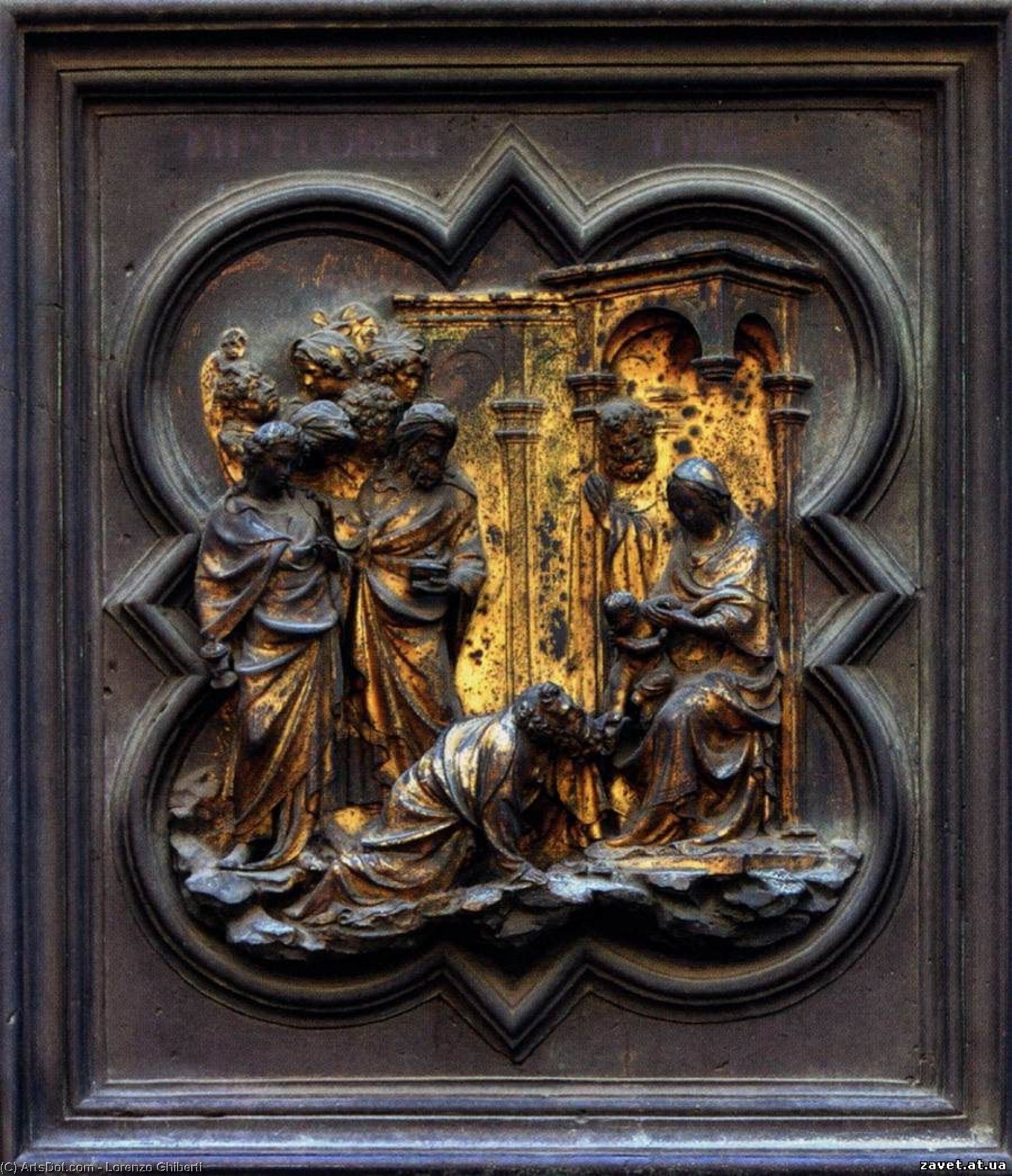 Wikoo.org - موسوعة الفنون الجميلة - اللوحة، العمل الفني Lorenzo Ghiberti - Adoration of the Magi