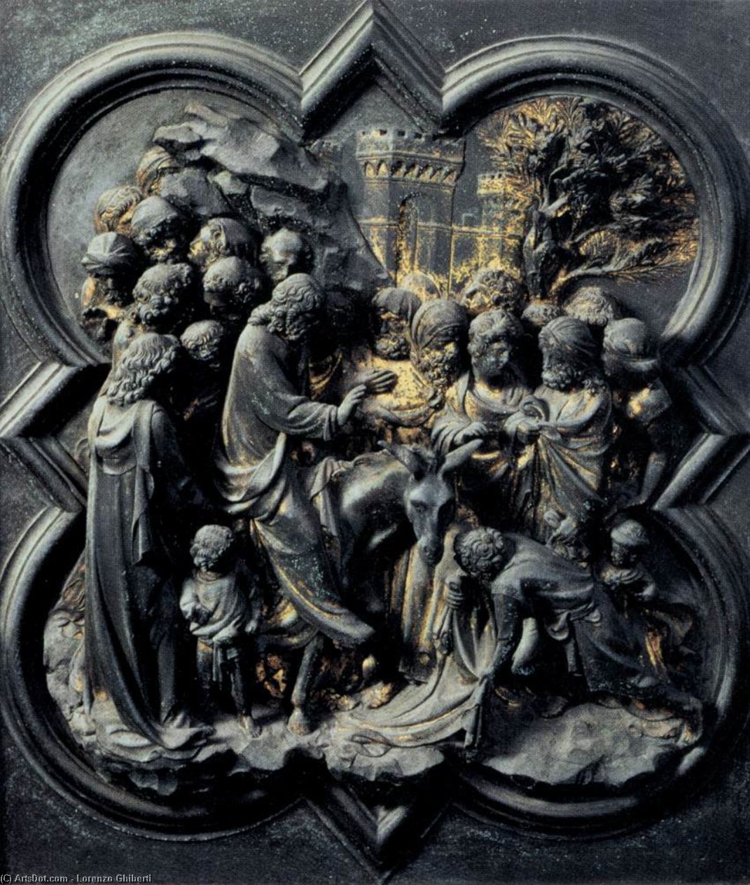 WikiOO.org - Enciklopedija dailės - Tapyba, meno kuriniai Lorenzo Ghiberti - Entry into Jerusalem