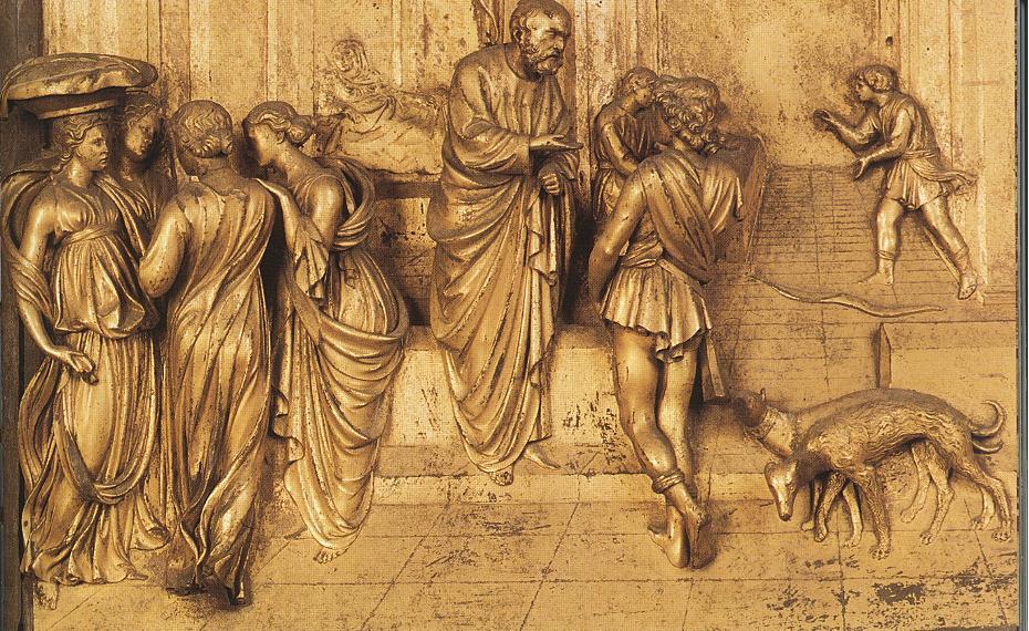WikiOO.org - אנציקלופדיה לאמנויות יפות - ציור, יצירות אמנות Lorenzo Ghiberti - Jacob and Esau (detail)