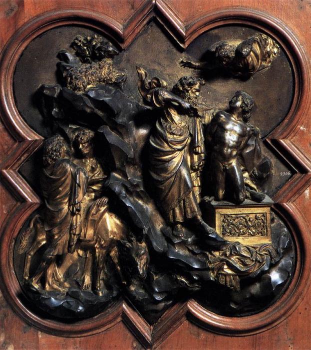 Wikioo.org – La Enciclopedia de las Bellas Artes - Pintura, Obras de arte de Lorenzo Ghiberti - Sacrificio de Isaac