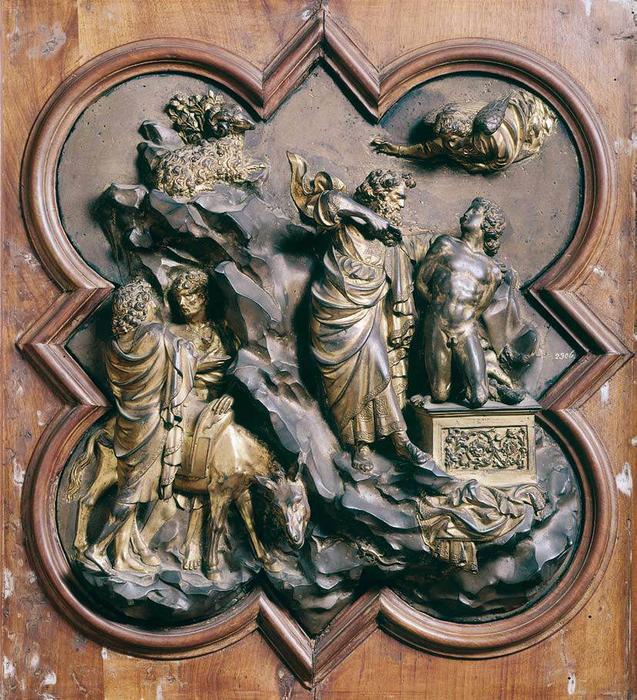 Wikioo.org - Die Enzyklopädie bildender Kunst - Malerei, Kunstwerk von Lorenzo Ghiberti - Opferung Isaaks