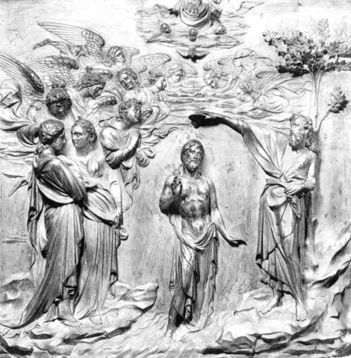 WikiOO.org - אנציקלופדיה לאמנויות יפות - ציור, יצירות אמנות Lorenzo Ghiberti - The Baptism of Christ