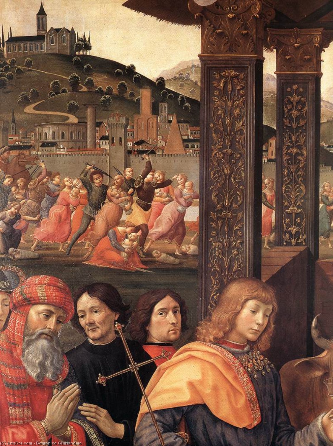 Wikioo.org - Bách khoa toàn thư về mỹ thuật - Vẽ tranh, Tác phẩm nghệ thuật Domenico Ghirlandaio - Adoration of the Magi (detail)