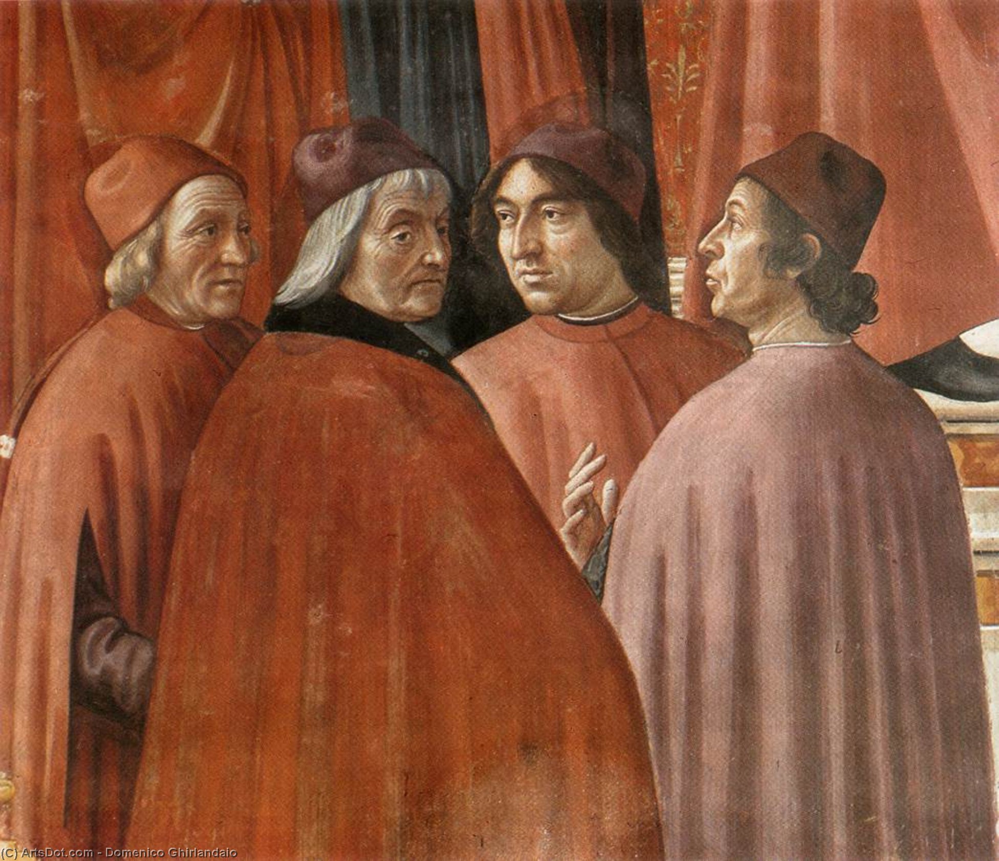 Wikioo.org – La Enciclopedia de las Bellas Artes - Pintura, Obras de arte de Domenico Ghirlandaio - Ángel Apareciendo a Zacarías Detalle