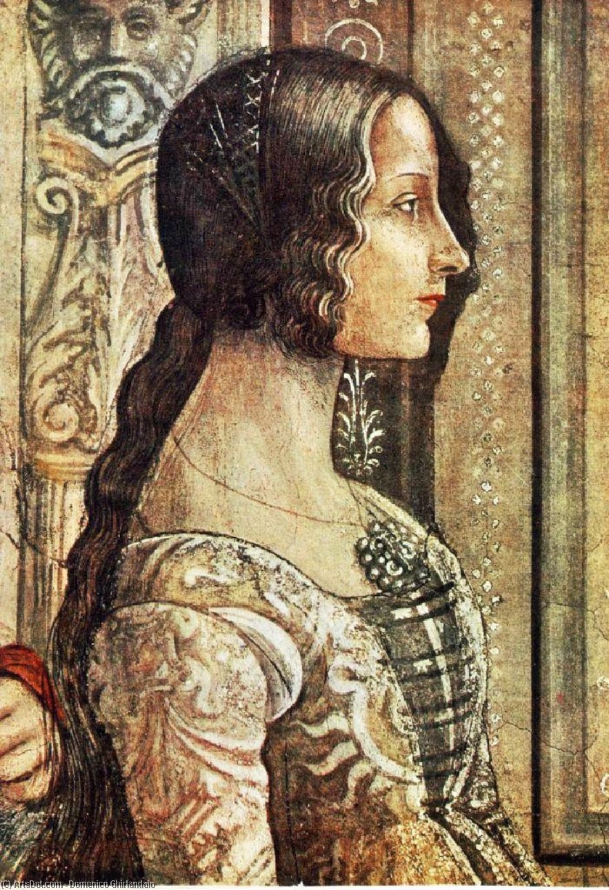 Wikioo.org - The Encyclopedia of Fine Arts - Painting, Artwork by Domenico Ghirlandaio - Birth of Mary (detail)