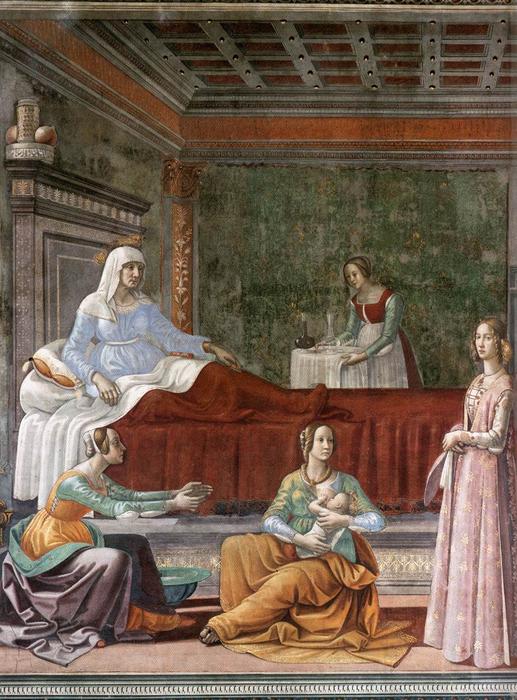 Wikioo.org - The Encyclopedia of Fine Arts - Painting, Artwork by Domenico Ghirlandaio - Birth of St John the Baptist (detail)