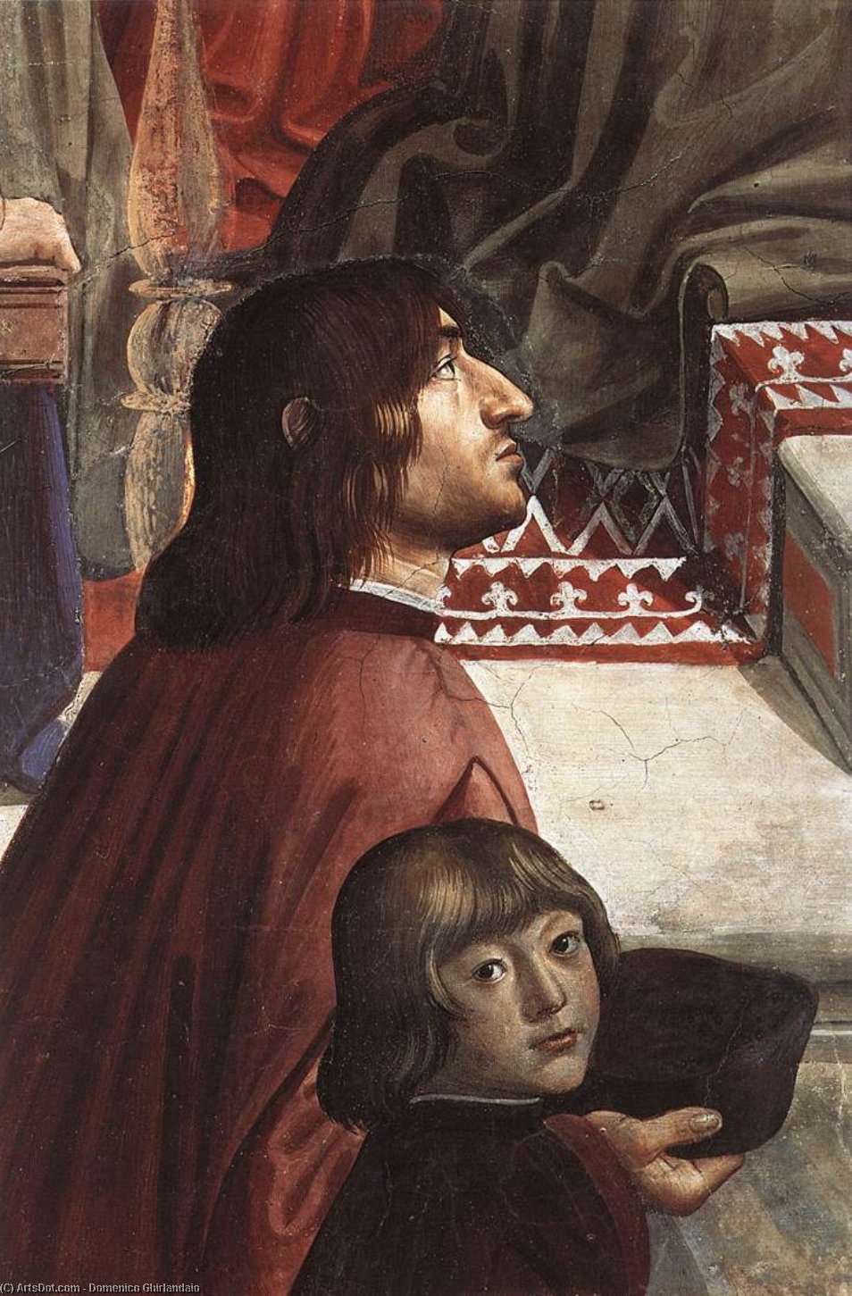 Wikioo.org – La Enciclopedia de las Bellas Artes - Pintura, Obras de arte de Domenico Ghirlandaio - La confirmación de la Regla Detalle