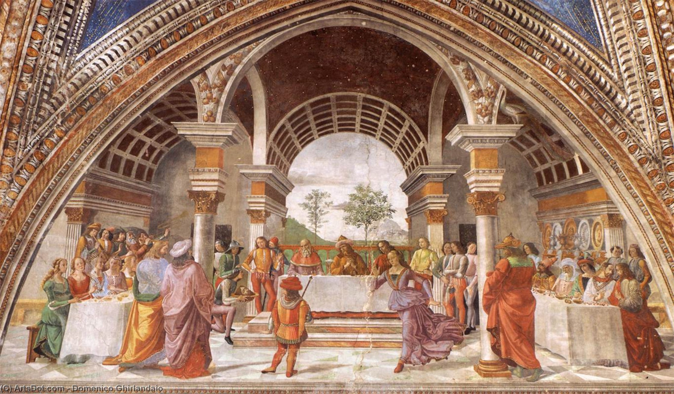 WikiOO.org - אנציקלופדיה לאמנויות יפות - ציור, יצירות אמנות Domenico Ghirlandaio - Herod's Banquet