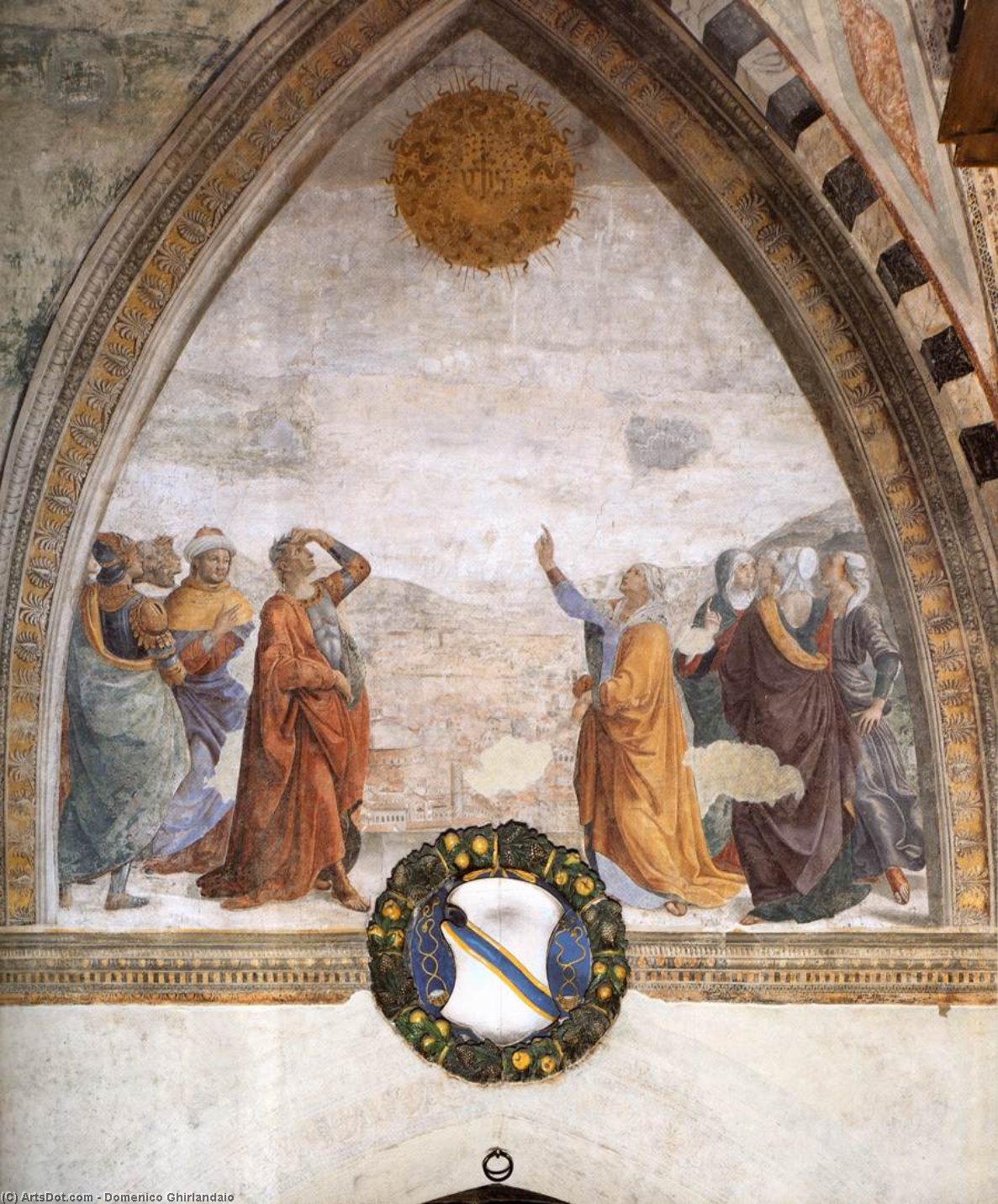 WikiOO.org - Enciclopédia das Belas Artes - Pintura, Arte por Domenico Ghirlandaio - Meeting of Augustus and the Sibyl