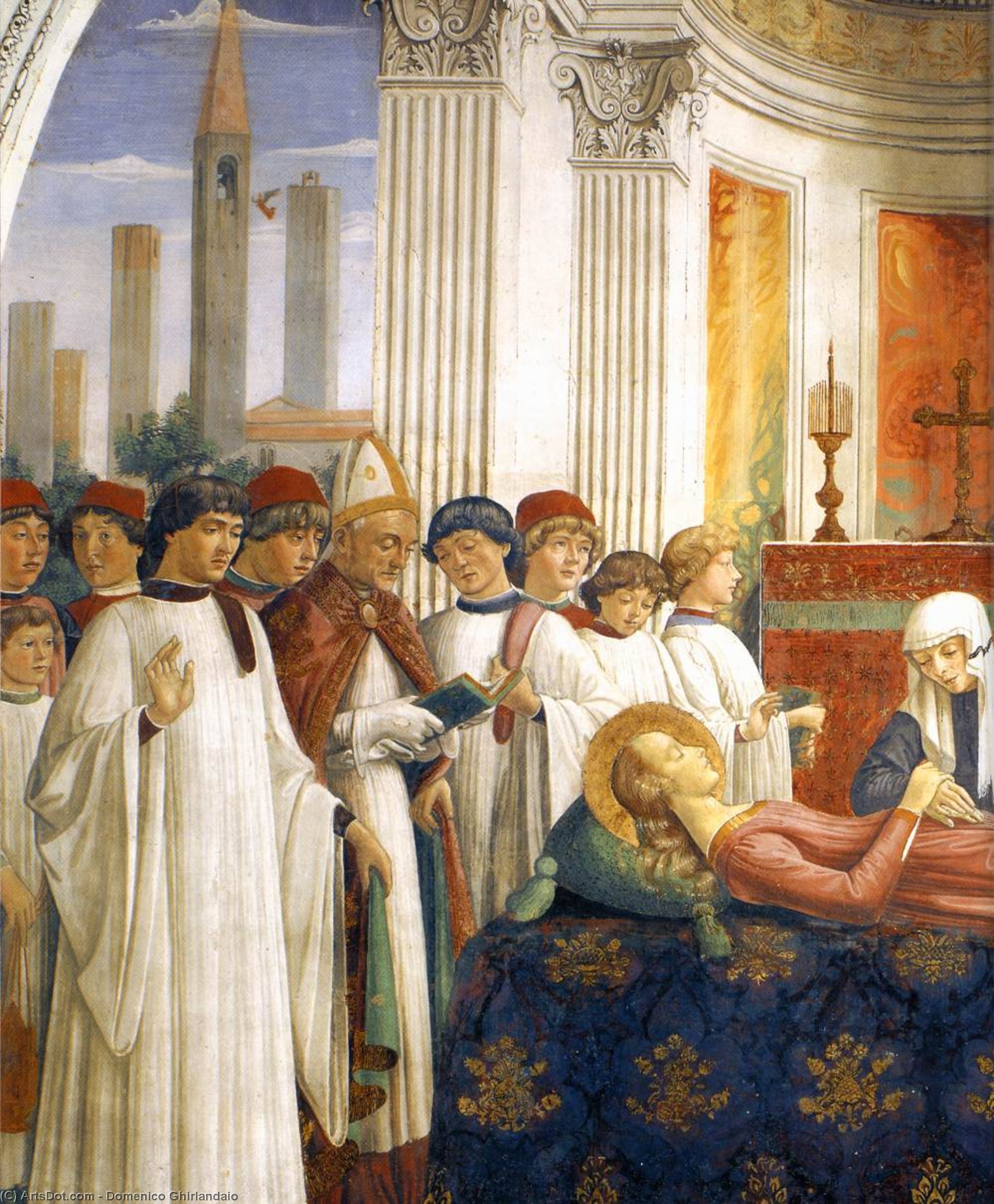 Wikioo.org – L'Enciclopedia delle Belle Arti - Pittura, Opere di Domenico Ghirlandaio - Esequie di San Fina particolare