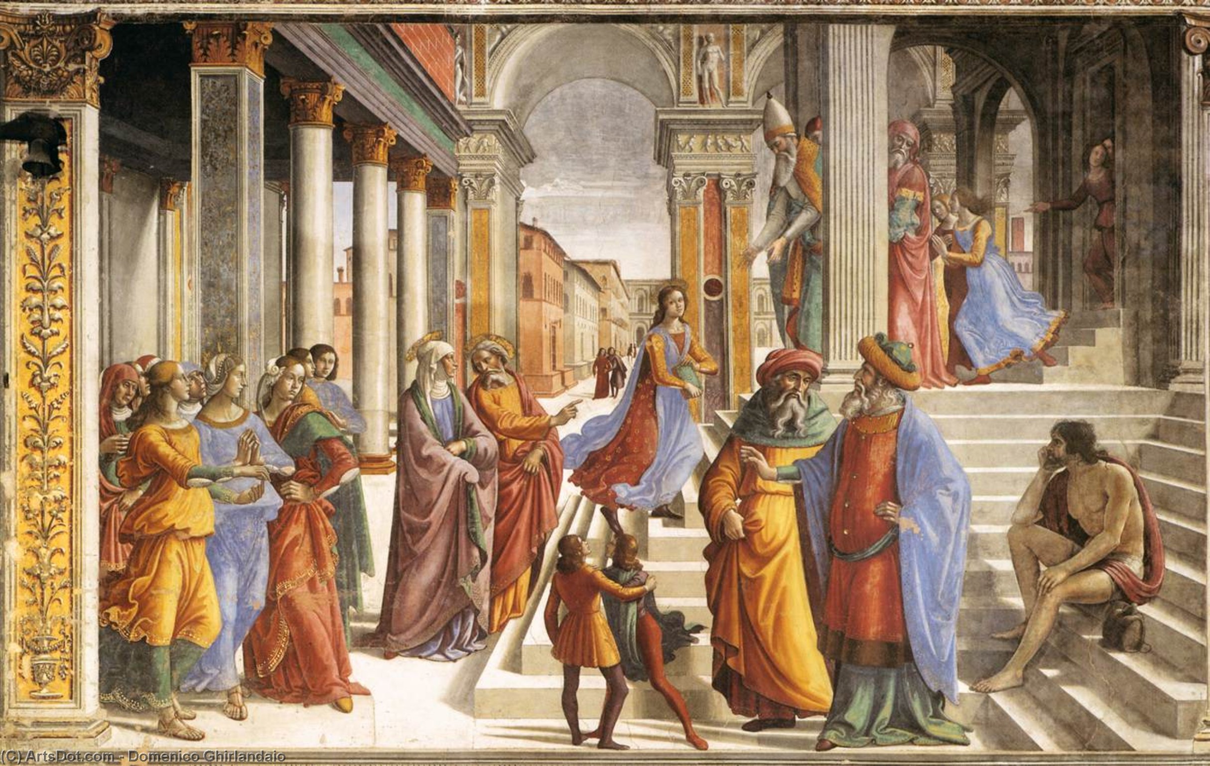 Wikioo.org - The Encyclopedia of Fine Arts - Painting, Artwork by Domenico Ghirlandaio - Presentation of the Virgin at the Temple