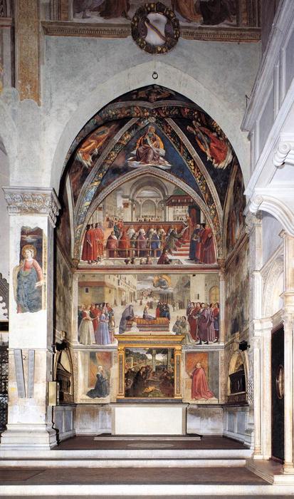 Wikoo.org - موسوعة الفنون الجميلة - اللوحة، العمل الفني Domenico Ghirlandaio - View of the Sassetti Chapel