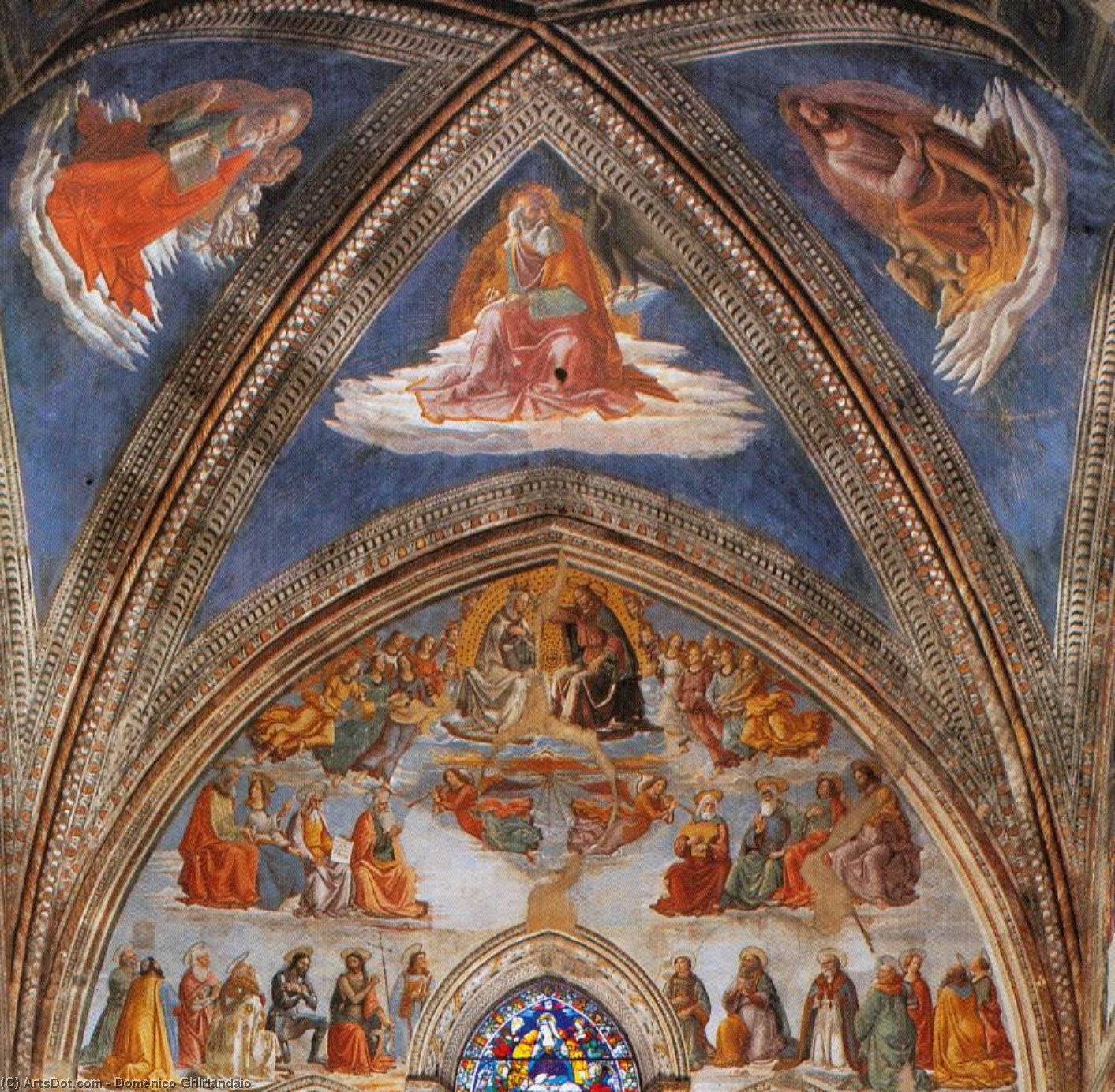 WikiOO.org - Enciclopedia of Fine Arts - Pictura, lucrări de artă Domenico Ghirlandaio - View of the Tornabuoni Chapel (detail)