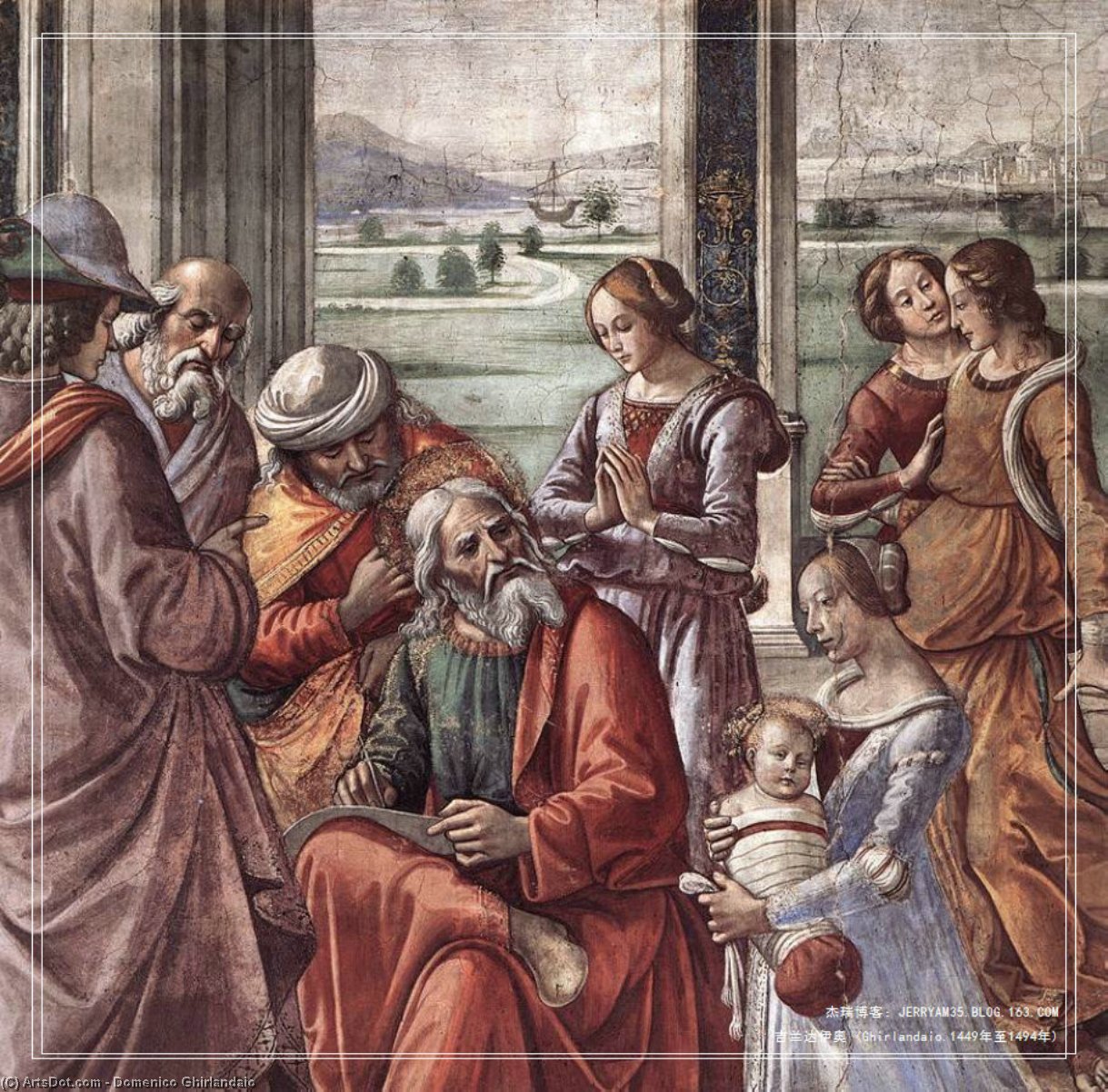 Wikioo.org - The Encyclopedia of Fine Arts - Painting, Artwork by Domenico Ghirlandaio - Zacharias Writes Down the Name of his Son (detail)