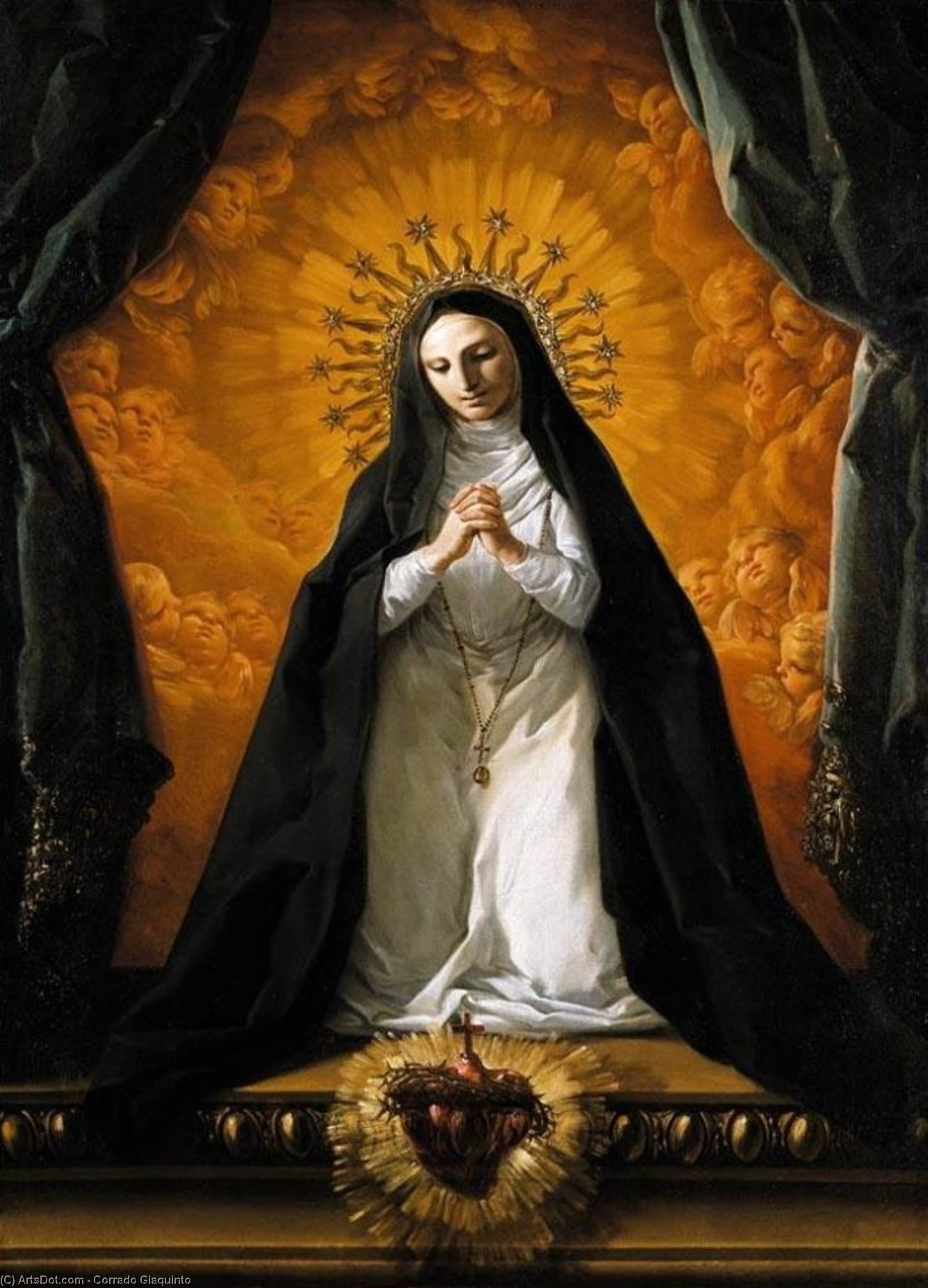 Wikioo.org - The Encyclopedia of Fine Arts - Painting, Artwork by Corrado Giaquinto - St Margaret Mary Alacoque Contemplating the Sacred Heart of Jesus