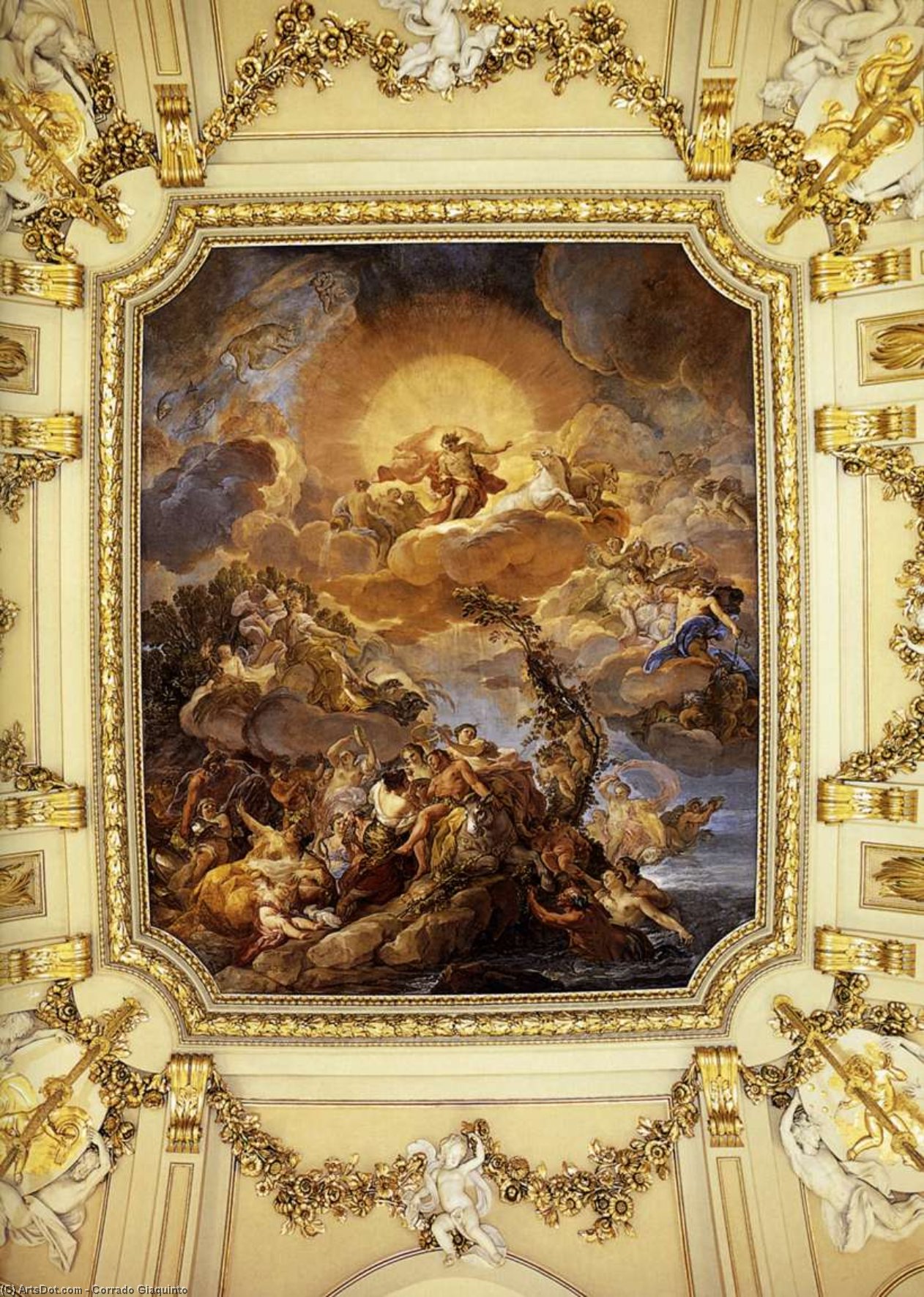 Wikioo.org - The Encyclopedia of Fine Arts - Painting, Artwork by Corrado Giaquinto - The Birth of the Sun and the Triumph of Bacchus