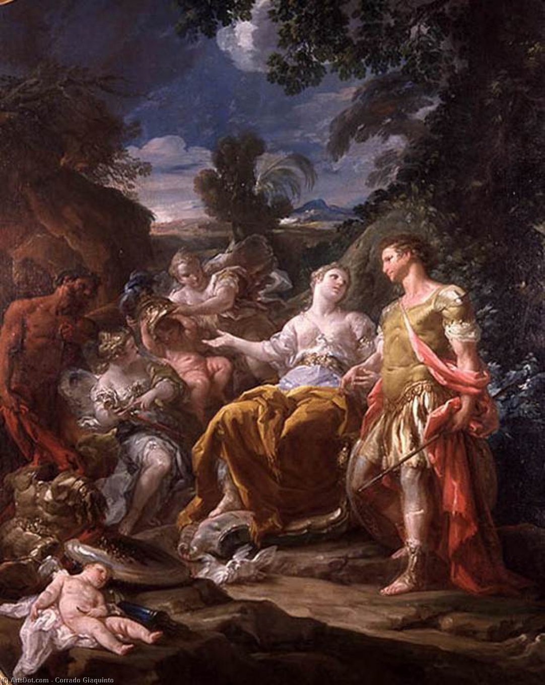 Wikoo.org - موسوعة الفنون الجميلة - اللوحة، العمل الفني Corrado Giaquinto - Venus Presenting Arms to Aeneas