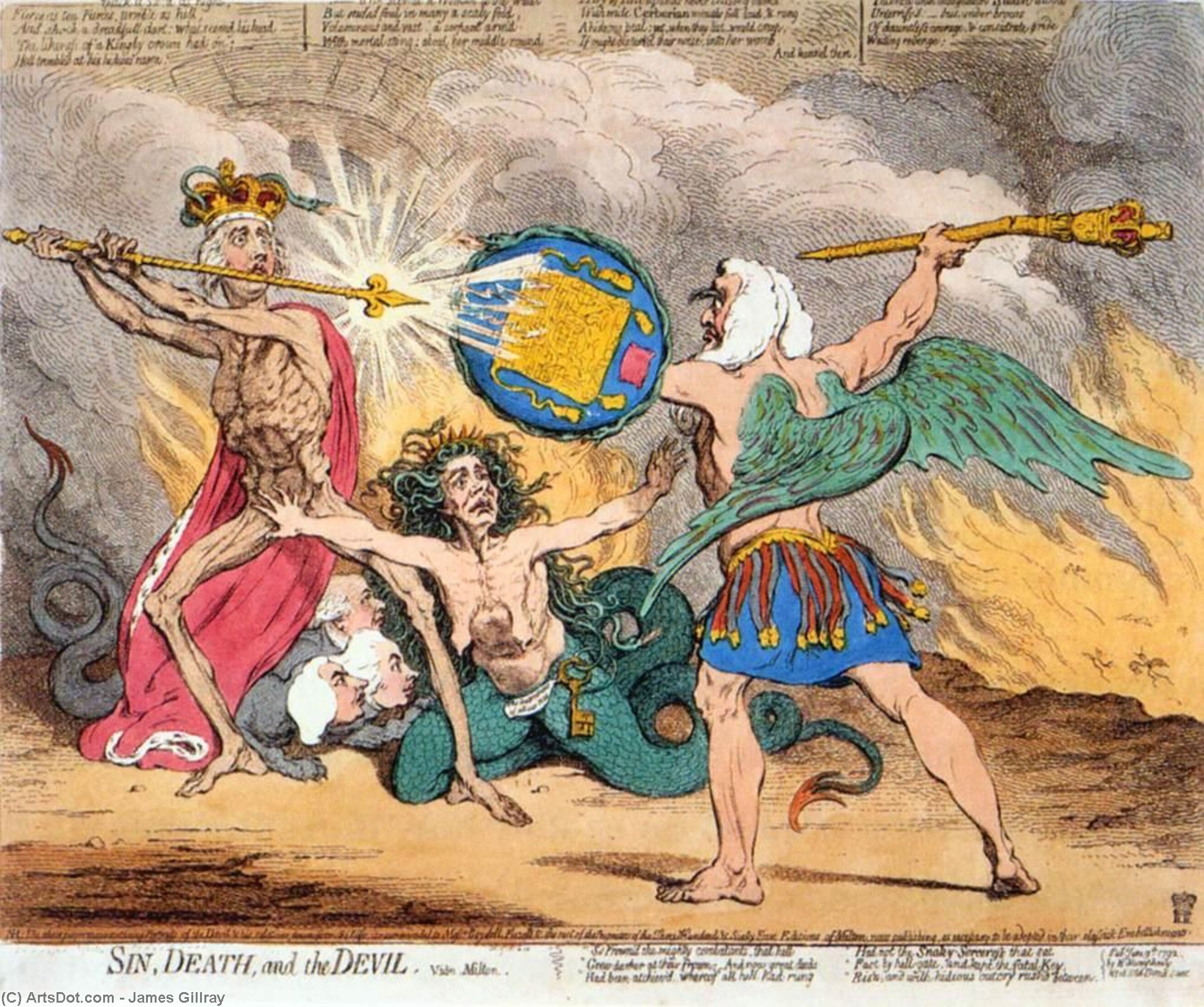 Wikioo.org - The Encyclopedia of Fine Arts - Painting, Artwork by James Gillray - Sin, Death and the Devil