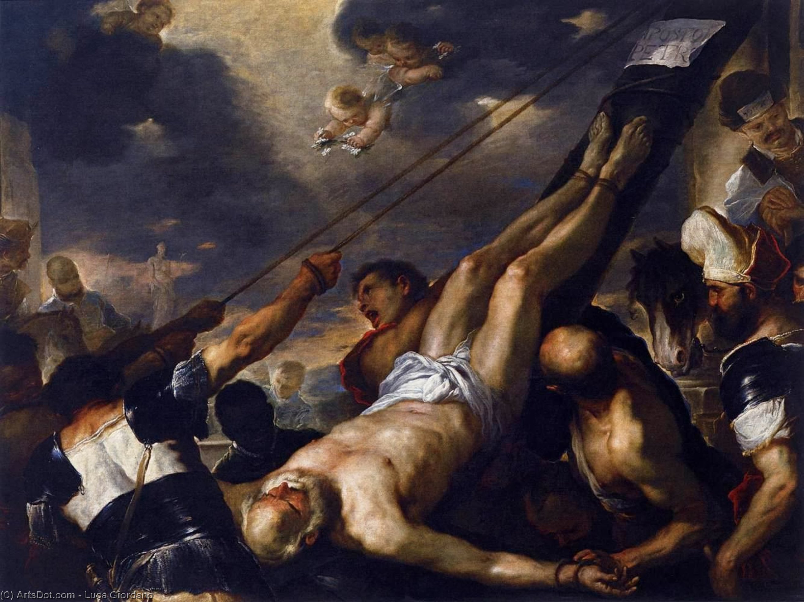Wikioo.org – L'Enciclopedia delle Belle Arti - Pittura, Opere di Luca Giordano - crocifissione di  Cattedrale di St  Pietro