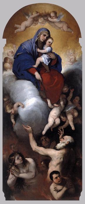 Wikioo.org - The Encyclopedia of Fine Arts - Painting, Artwork by Luca Giordano - Virgin and Child with Souls in Purgatory