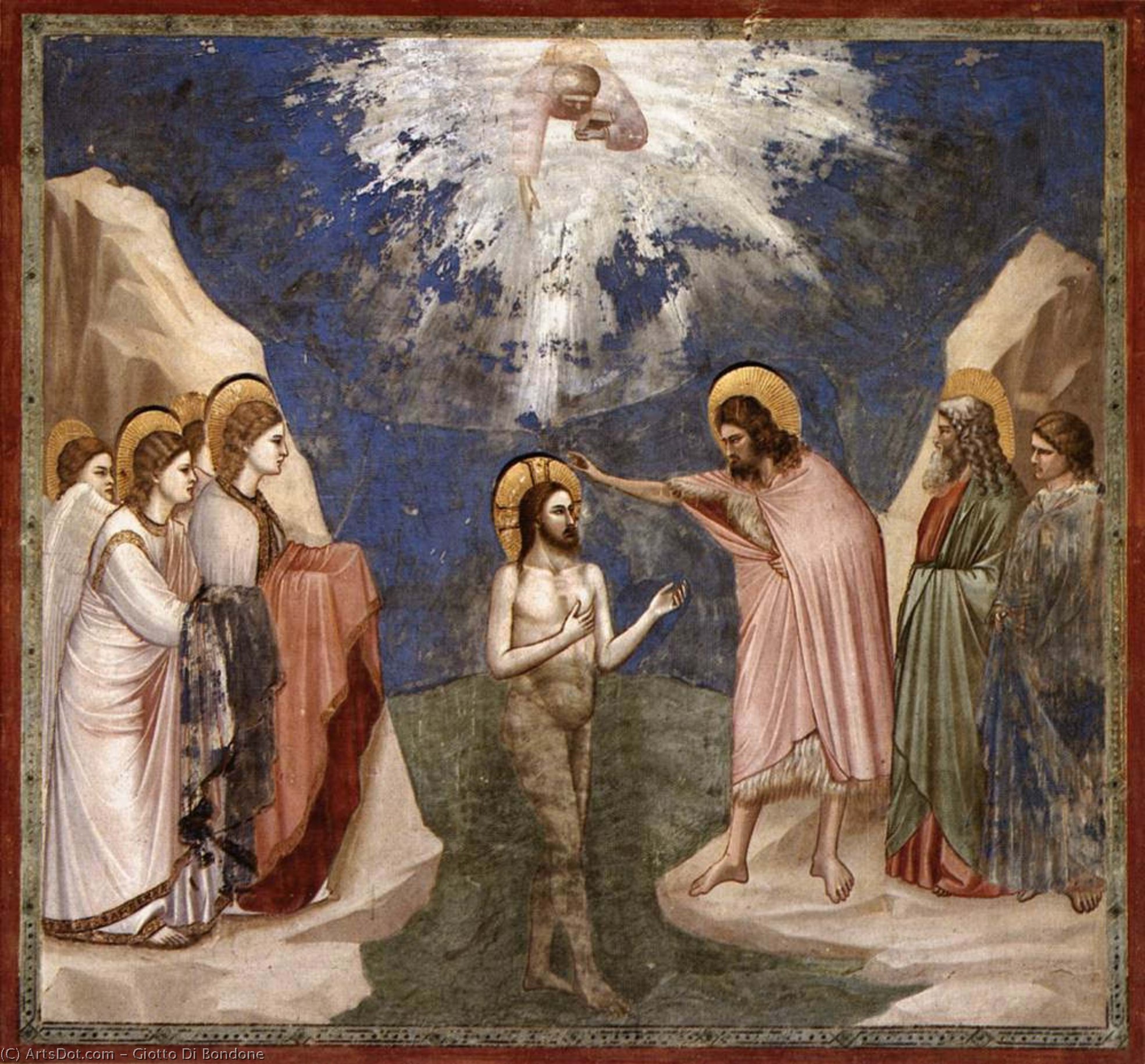 Wikioo.org - The Encyclopedia of Fine Arts - Painting, Artwork by Giotto Di Bondone - No. 23 Scenes from the Life of Christ: 7. Baptism of Christ