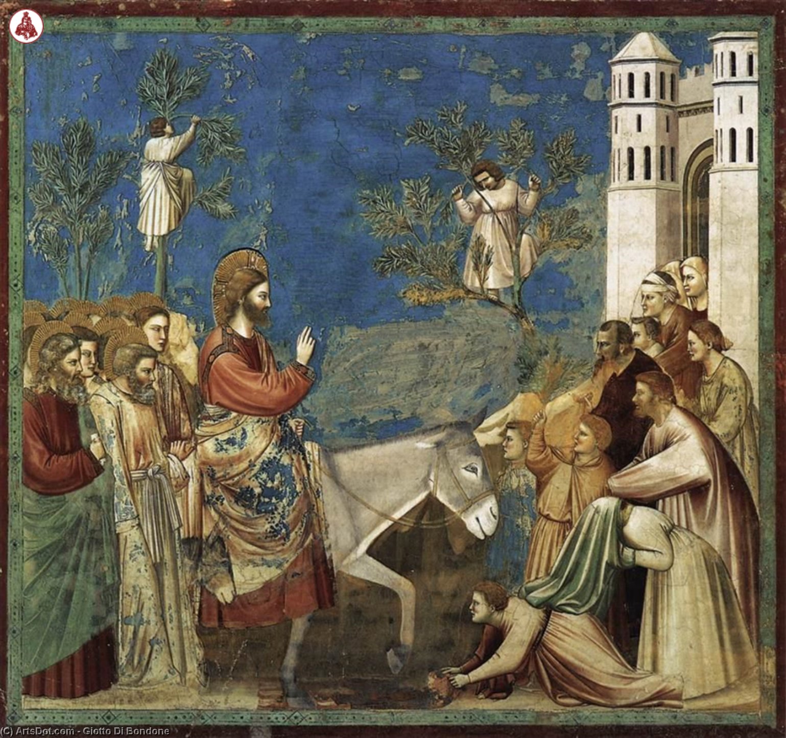 Wikioo.org - Die Enzyklopädie bildender Kunst - Malerei, Kunstwerk von Giotto Di Bondone - Nein . 26 szenen von dem leben christi : 10 . einzug in jerusalem