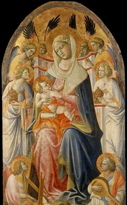 Wikioo.org – La Enciclopedia de las Bellas Artes - Pintura, Obras de arte de Giovanni Dal Ponte - virgen y el niño enestado ángeles