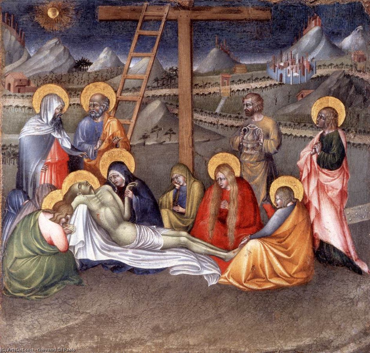 WikiOO.org - Encyclopedia of Fine Arts - Lukisan, Artwork Giovanni Di Paolo - Lamentation over the Dead Christ