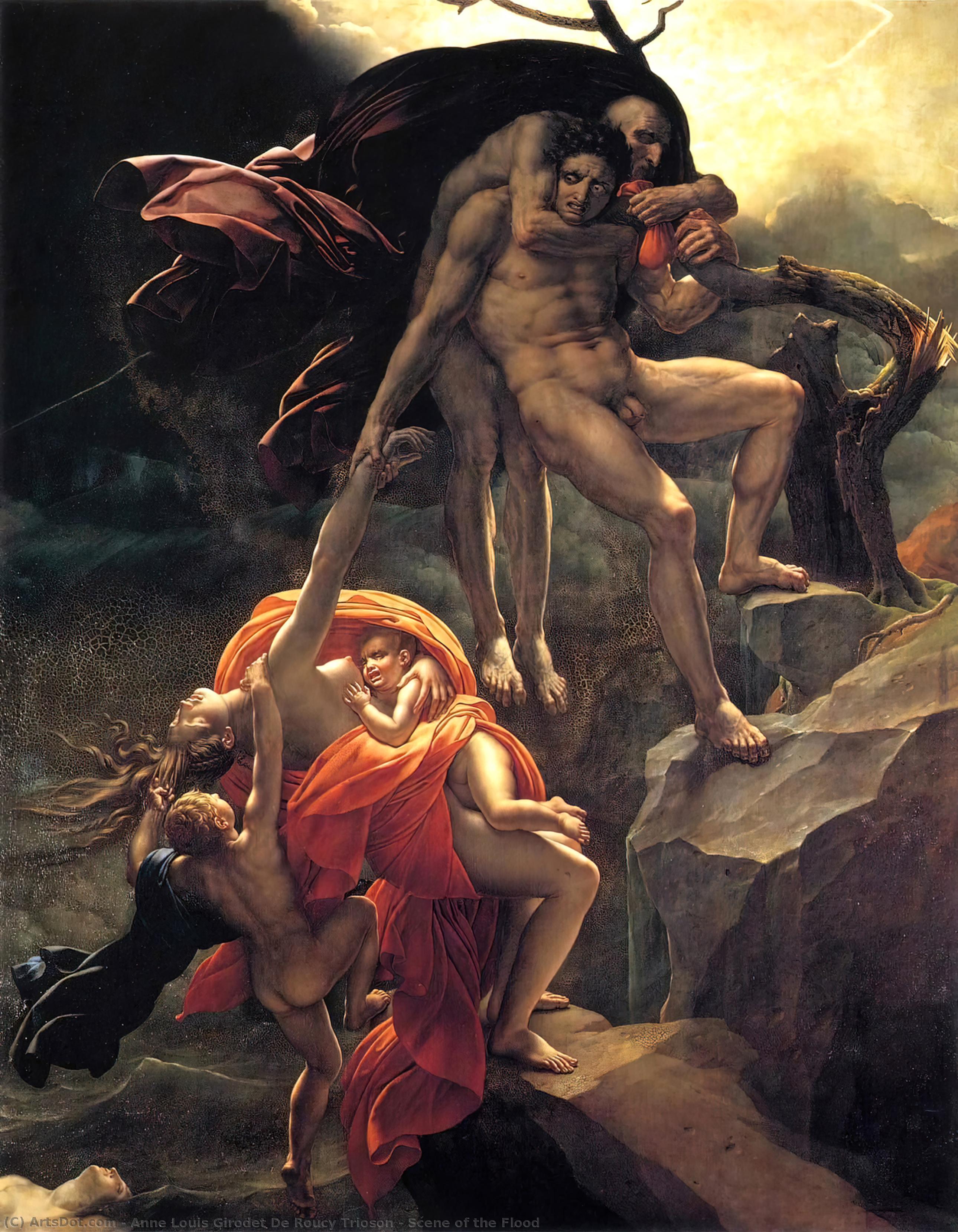 WikiOO.org - Enciklopedija dailės - Tapyba, meno kuriniai Anne Louis Girodet De Roucy Trioson - Scene of the Flood