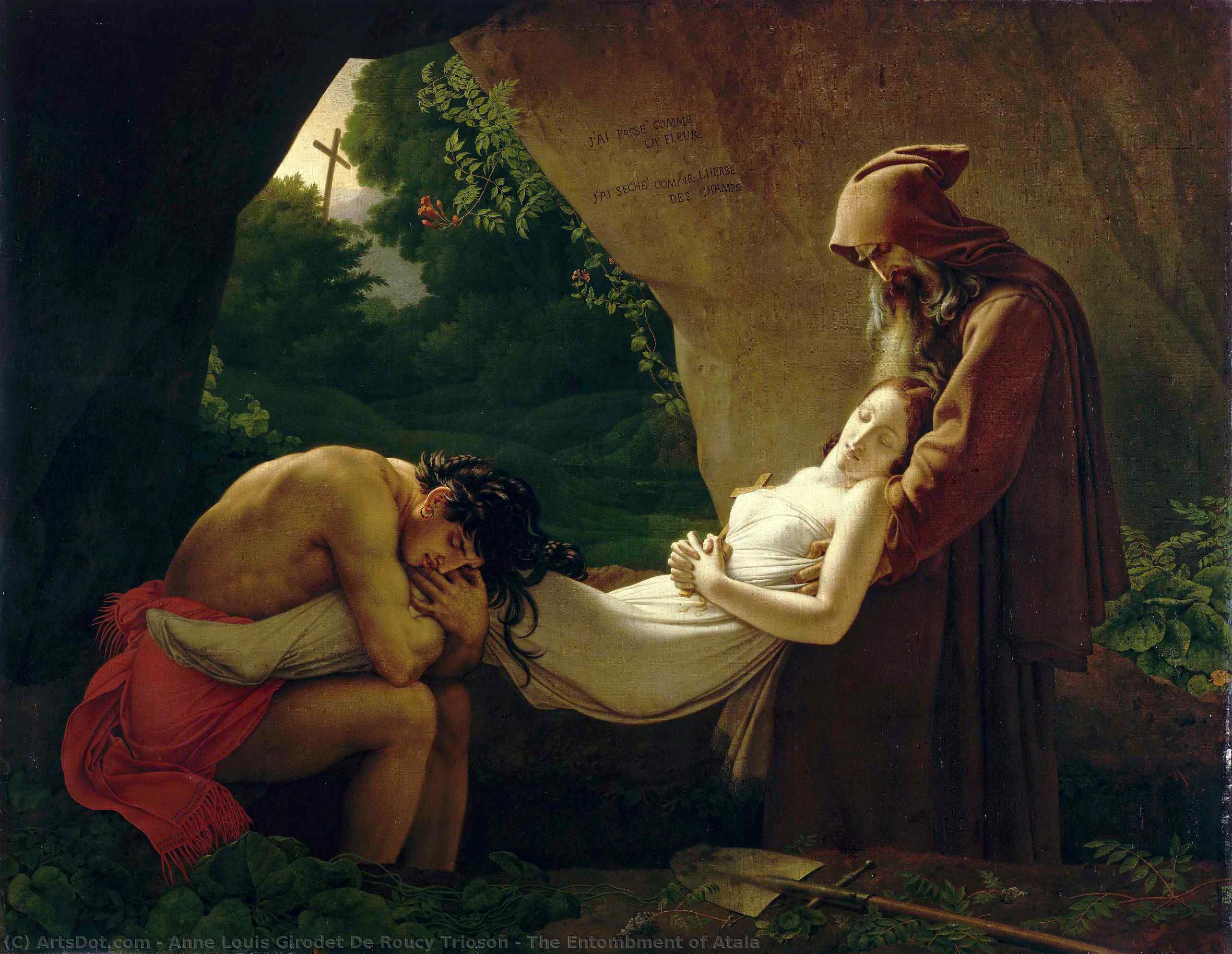 Wikioo.org - The Encyclopedia of Fine Arts - Painting, Artwork by Anne Louis Girodet De Roucy Trioson - The Entombment of Atala