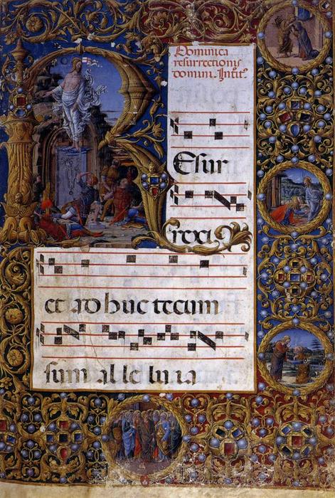 Wikioo.org - Bách khoa toàn thư về mỹ thuật - Vẽ tranh, Tác phẩm nghệ thuật Girolamo Da Cremona (Girolamo De Corradi) - Page of a choirbook