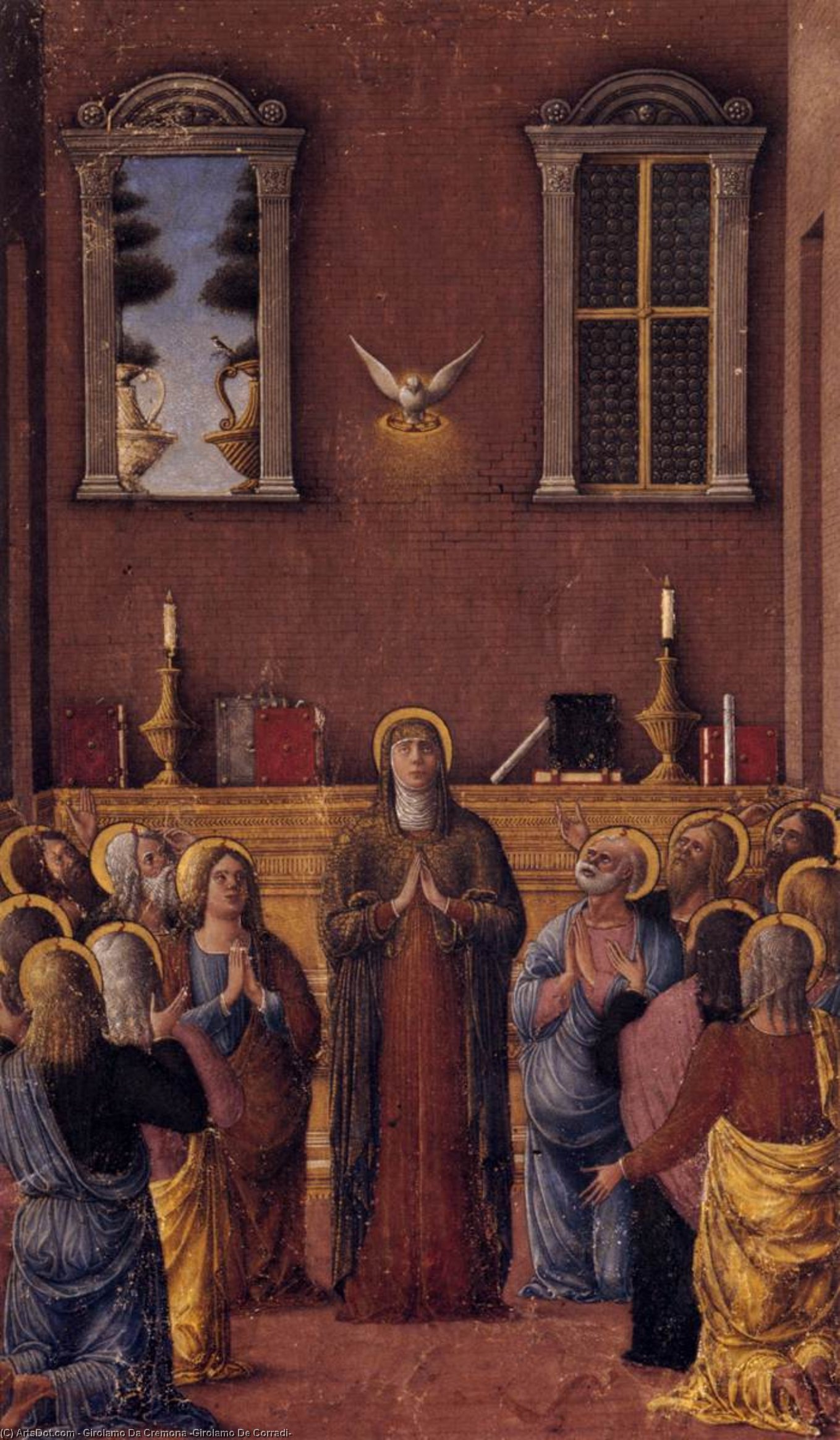 Wikioo.org - The Encyclopedia of Fine Arts - Painting, Artwork by Girolamo Da Cremona (Girolamo De Corradi) - Pentecost